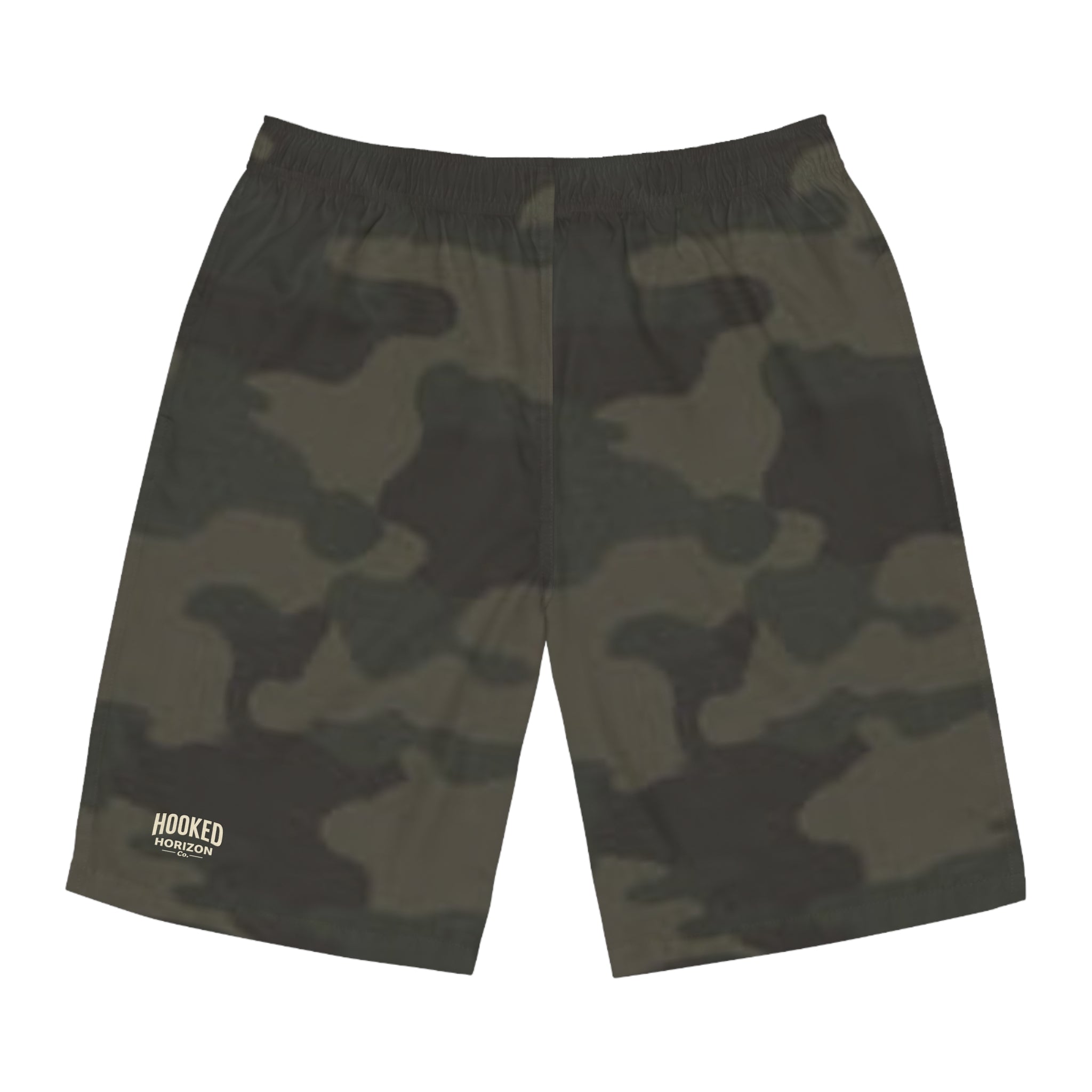 Olive Camo-Inspired Board Shorts, Swimwear for Beach Days, Summer Vacations, Pool Parties, Surfing Attire, Water Sports