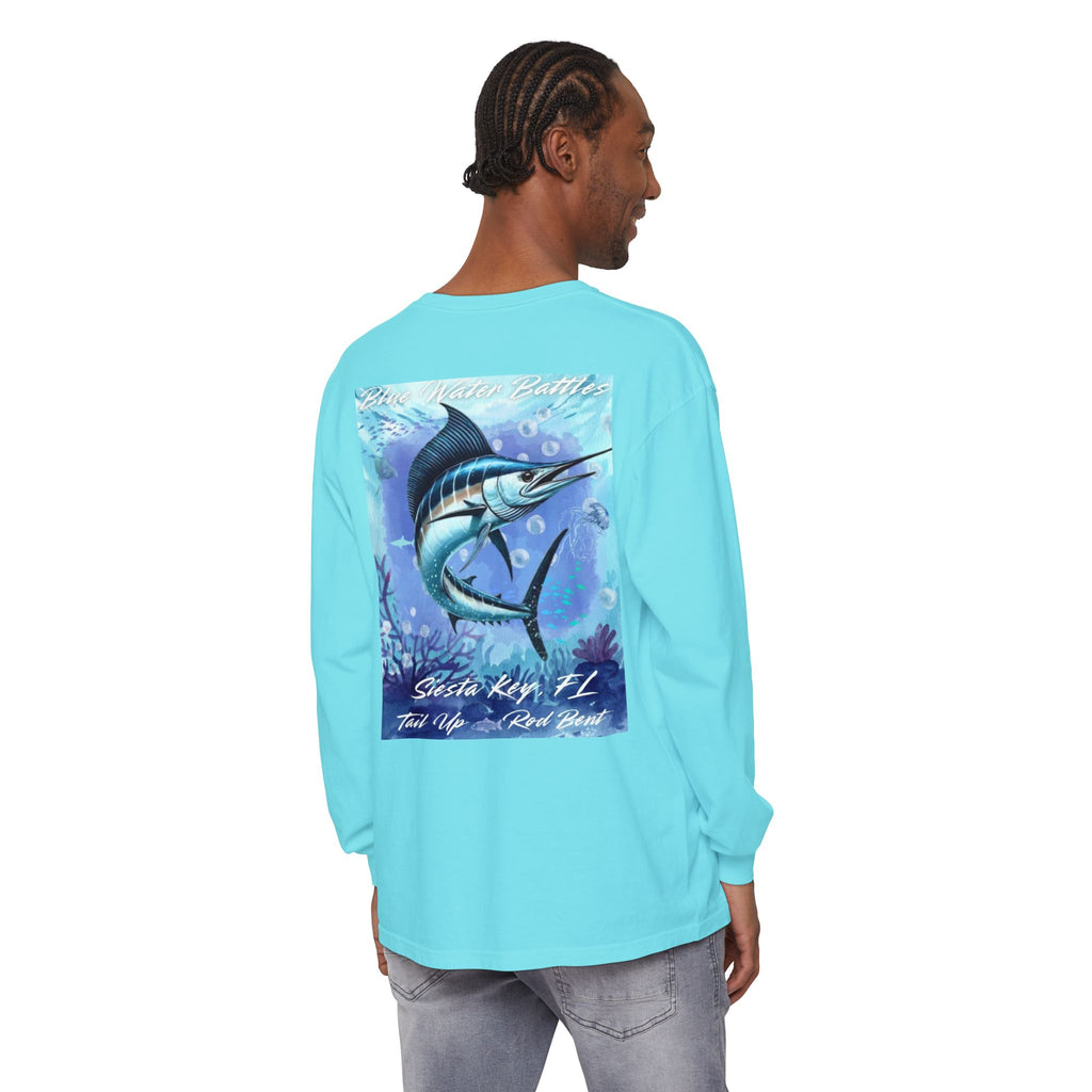 Marlin Fishing Long Sleeve T-Shirt, Ocean Adventure Apparel, Boat Trip Shirt, Coastal Style, Gift for Fishermen