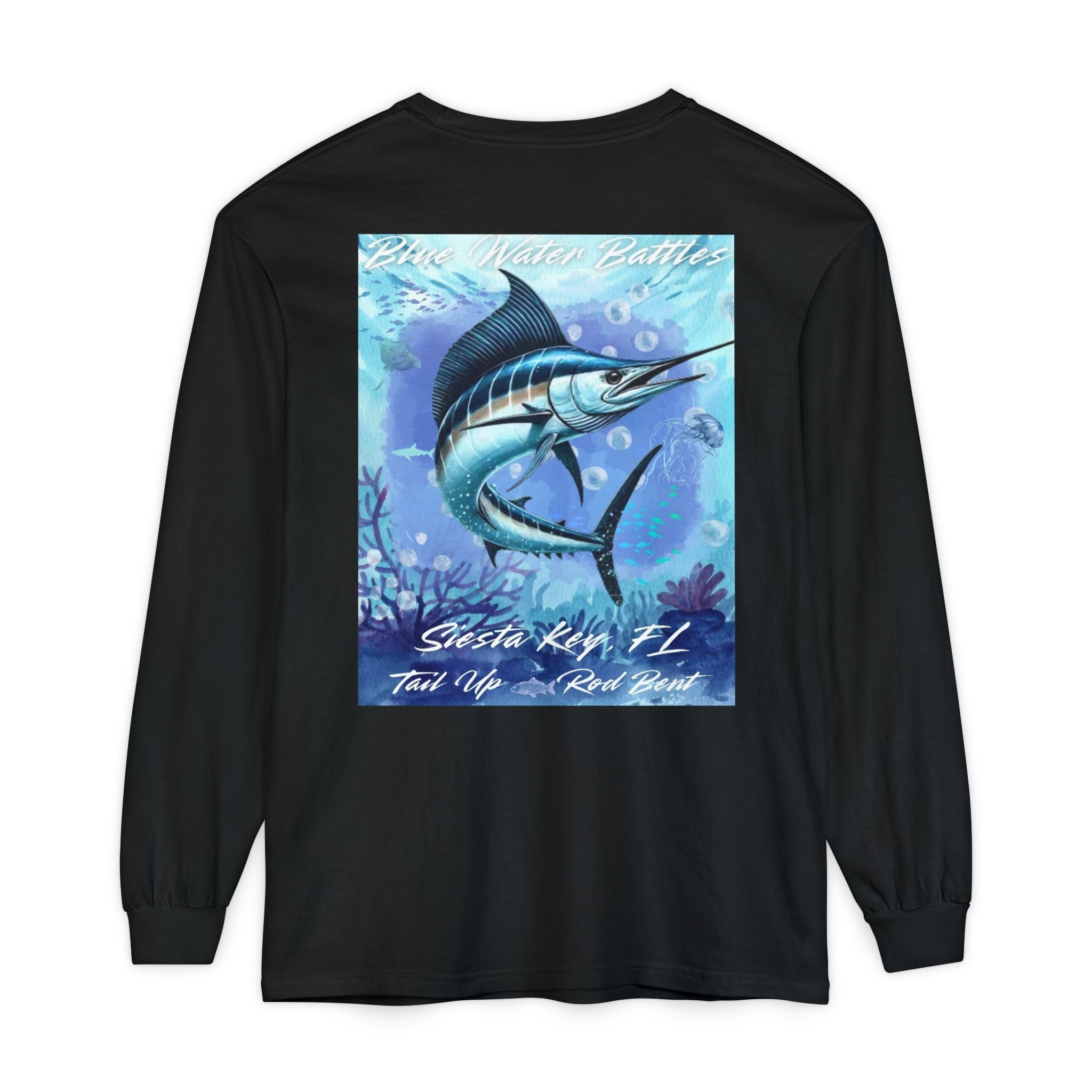 Marlin Fishing Long Sleeve T-Shirt, Ocean Adventure Apparel, Boat Trip Shirt, Coastal Style, Gift for Fishermen