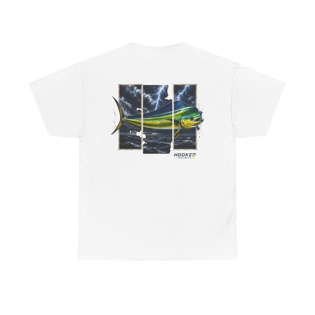 Mahi Mahi Hooked Horizon Co Tee—Ocean Graphic Tee — "Beloved" Ray Design