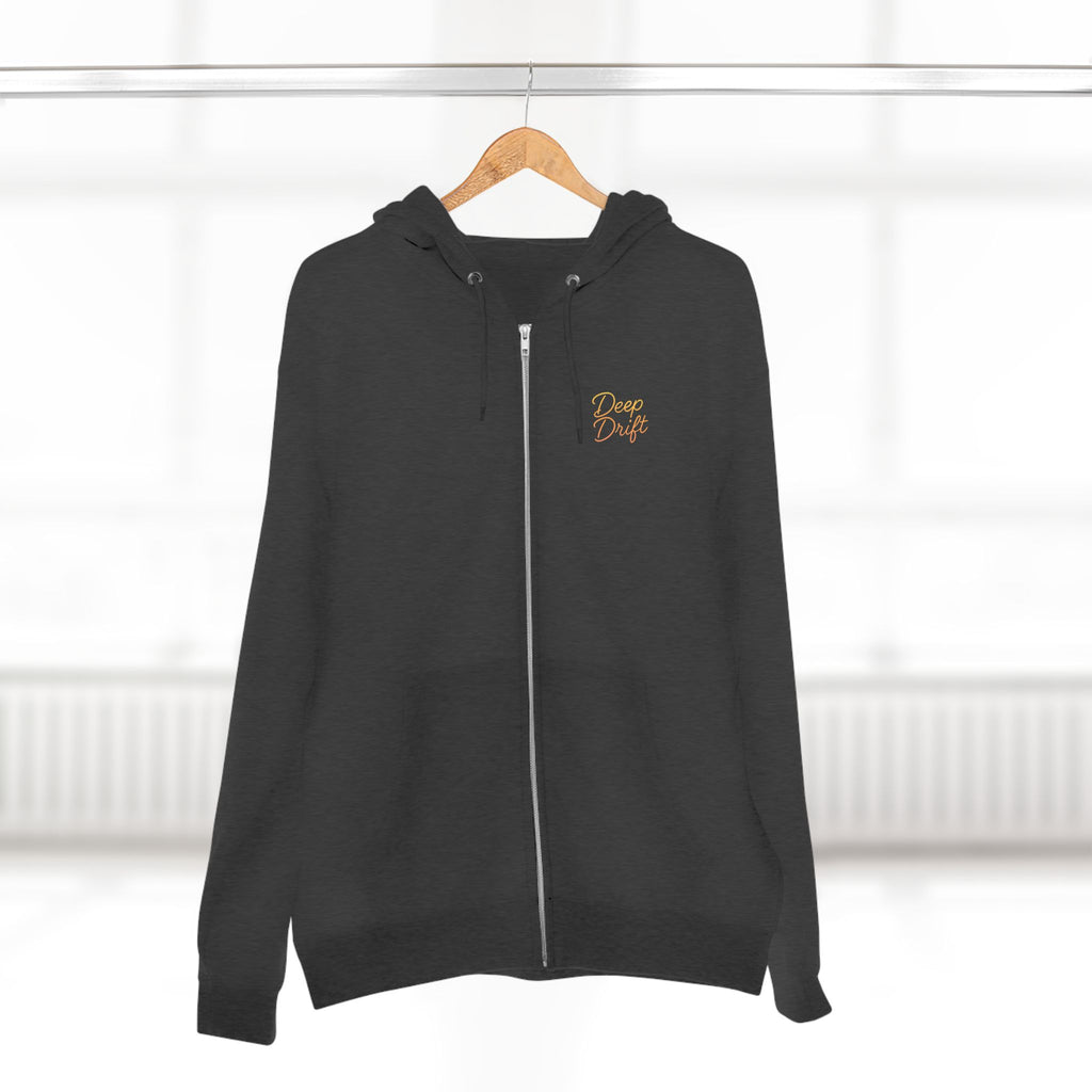 Turtle "Keep It Reel" Deep Drift–Hooked Horizon Co. Unisex Zip Hoodie for Ocean Lovers, Nautical Fashion, Cool Weather Gear, Everyday Comfort, Perfect Gift