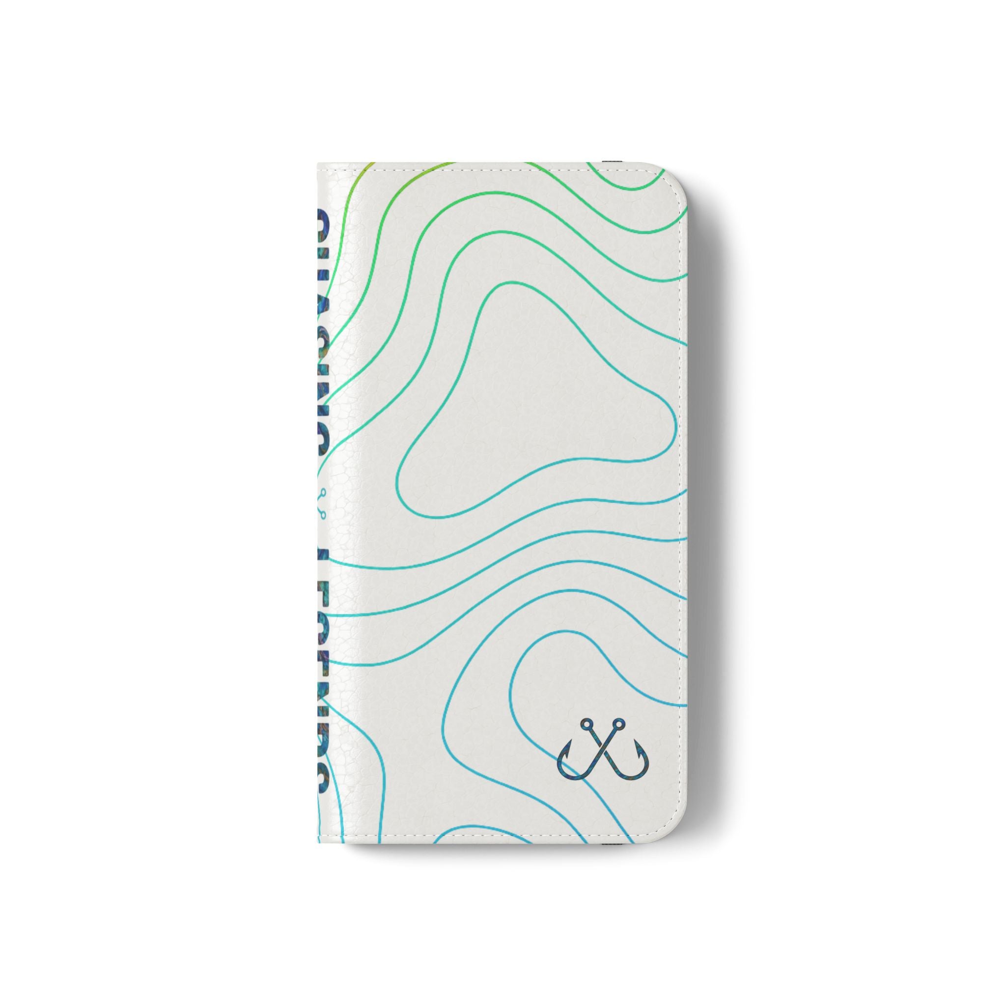 Ocean Topography Waves Flip Phone Case — Turquoise Water Pattern Wallet Cover