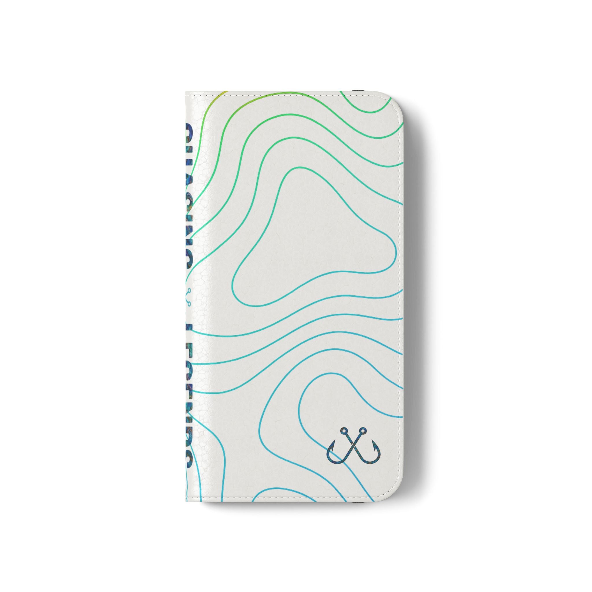 Ocean Topography Waves Flip Phone Case — Turquoise Water Pattern Wallet Cover
