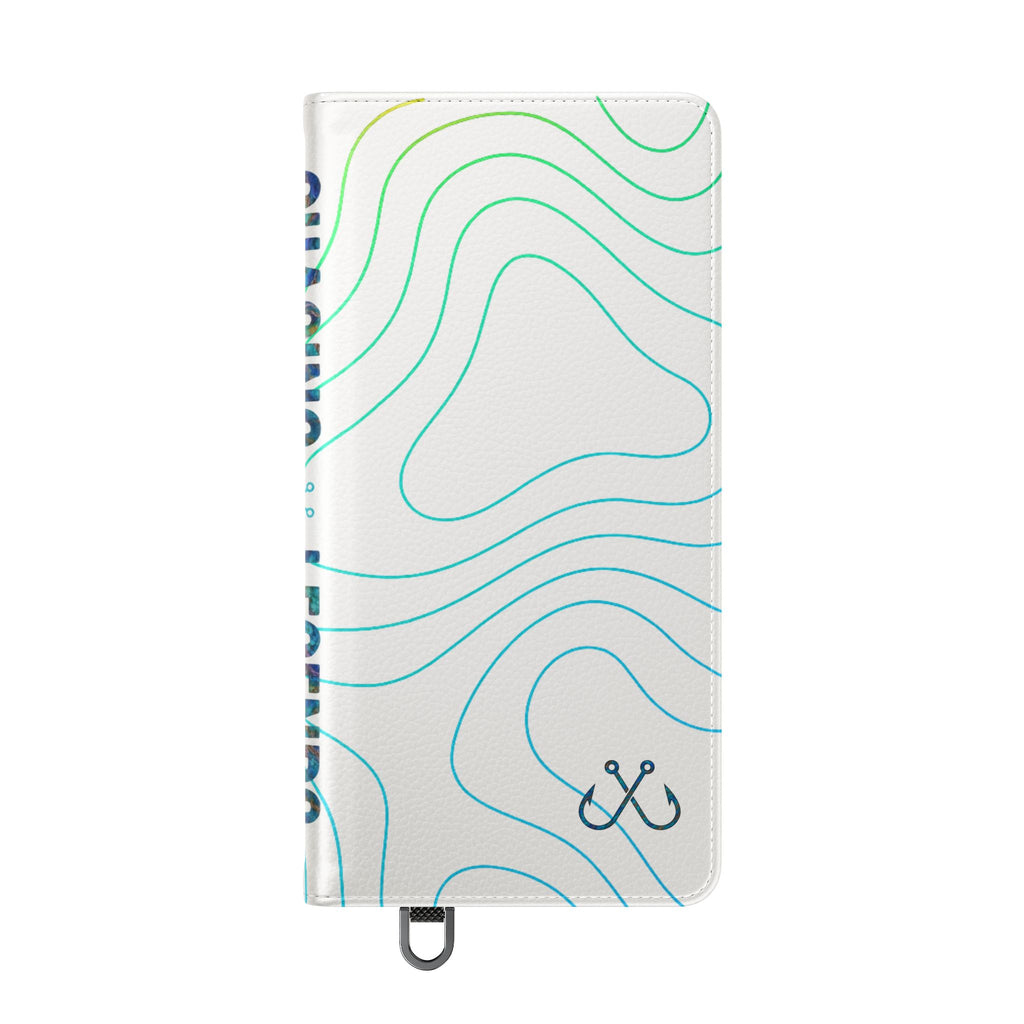 Ocean Topography Waves Flip Phone Case — Turquoise Water Pattern Wallet Cover