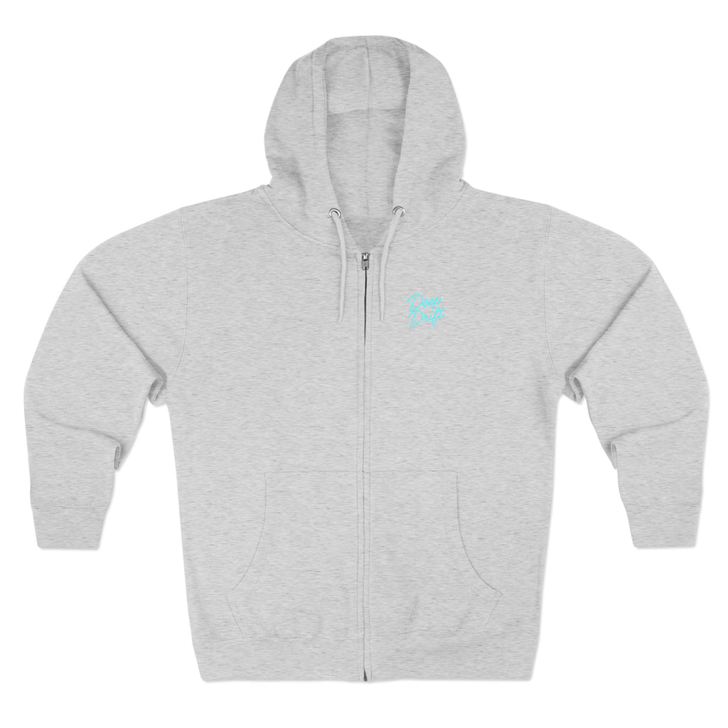 Wave & Sun Deep Drift– "Hooked By The Sea" Hooked Horizon Co. Unisex Zip Hoodie for Ocean Lovers, Nautical Fashion, Cool Weather Gear, Everyday Comfort, Perfect Gift