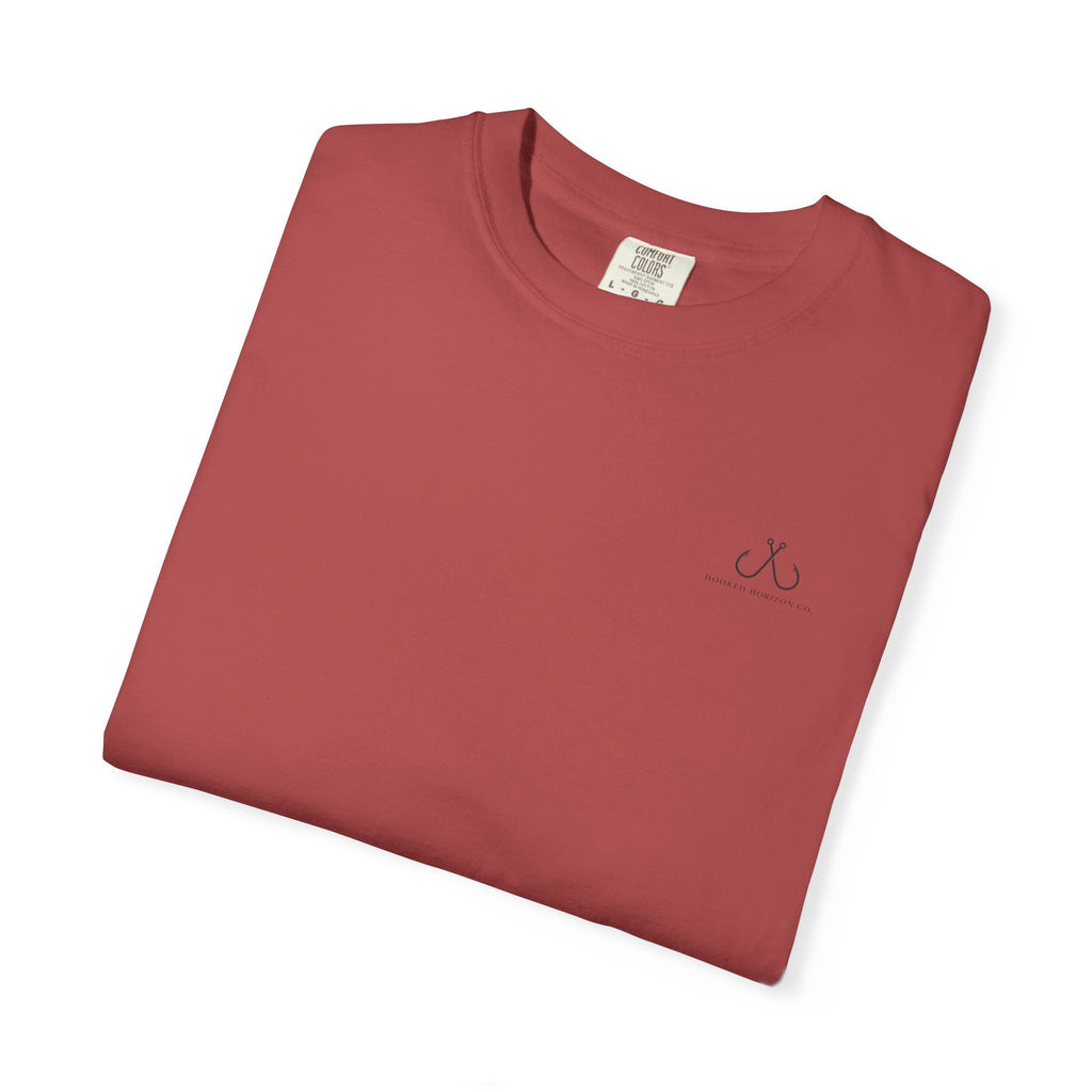 Deep Drift Fishing T-Shirt - Pink & Peach Fishing Tee for Angler Lovers, Pink Ombre, Hammer Head Shark Tee, Ocean-inspired