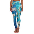 Blue Coral Reef High Waisted Yoga Leggings - Purple, Comfortable Activewear, Fitness Pants, Ideal for Gym, Yoga, and Weekend Brunch