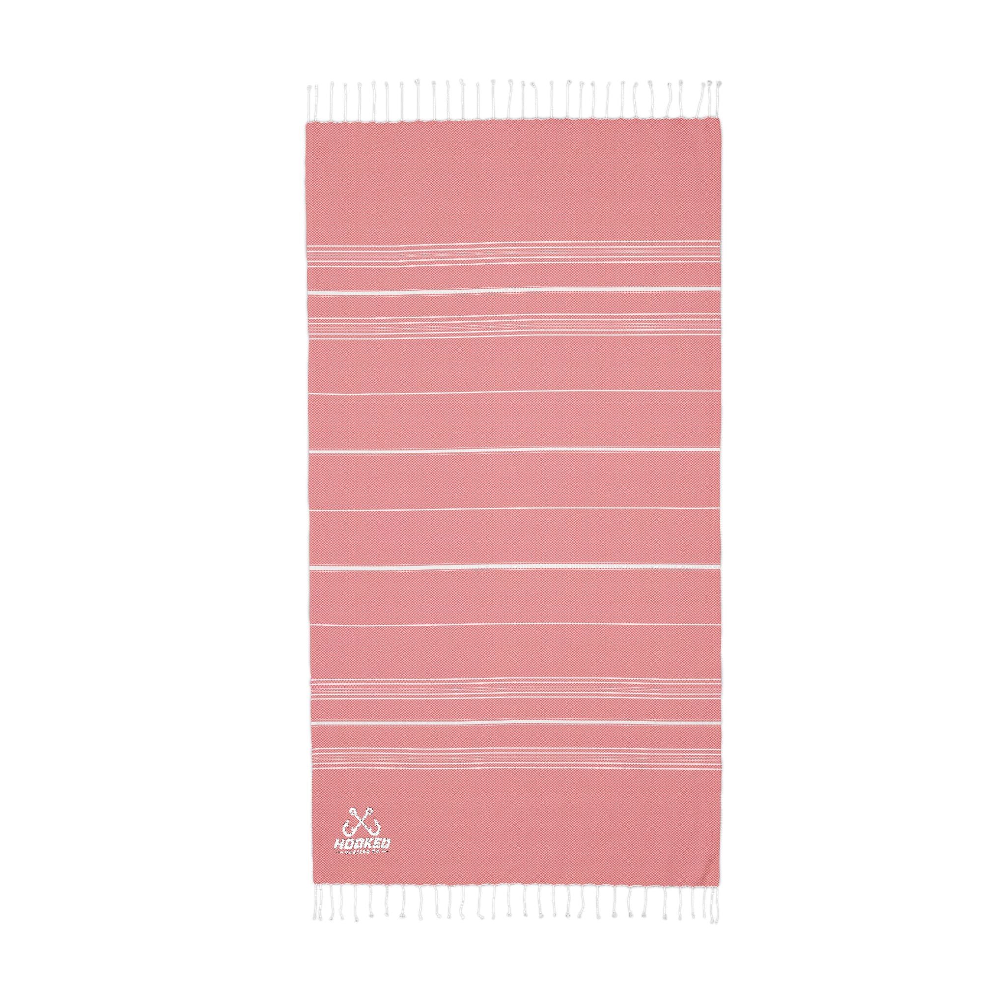 Hooked Horizon Co.  Classic Logo Cali Embroidered Stripe Throw Blanket — Lightweight Fringe Beach & Patio Blanket