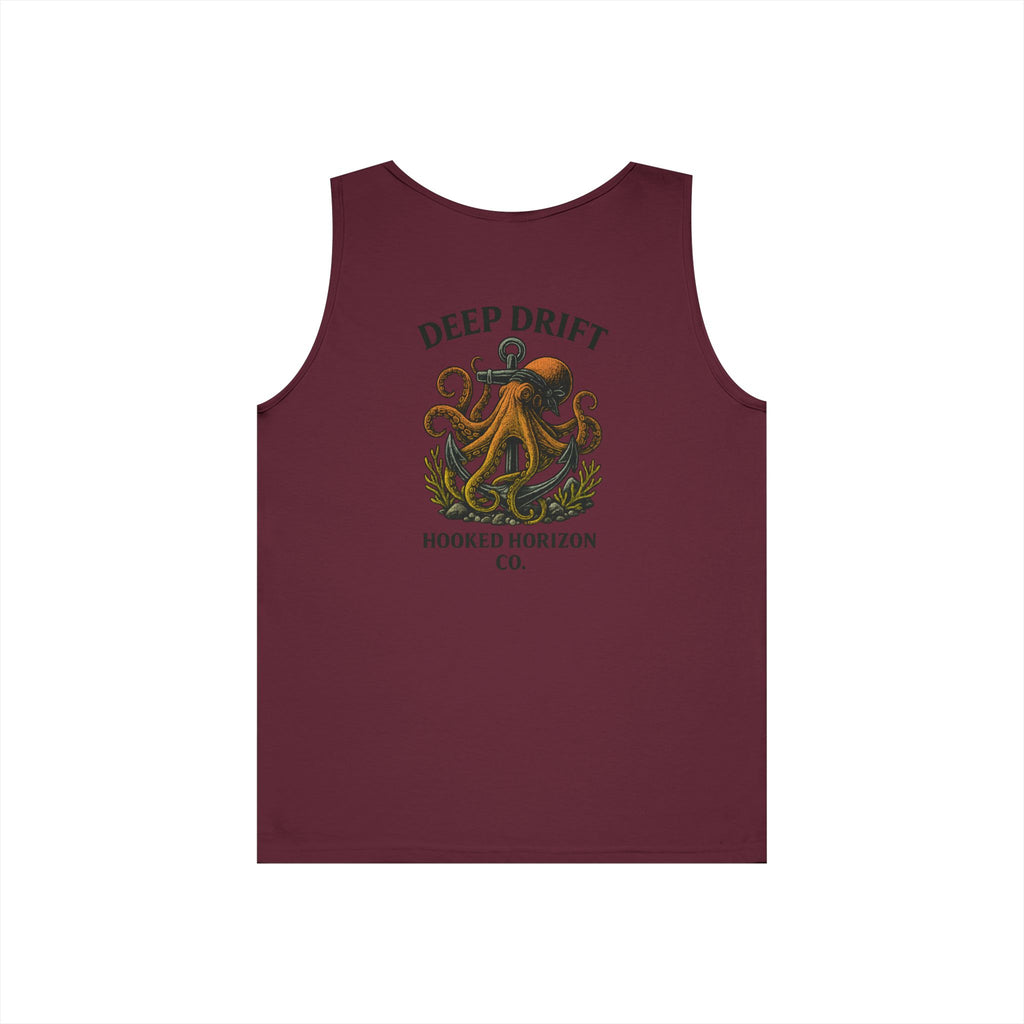 Dark Orange Deep Drift Octopus Graphic Tank Top, Summer Beach Wear, Unisex Tank, Gift for Ocean Lovers, Nautical Tees, Camping Apparel