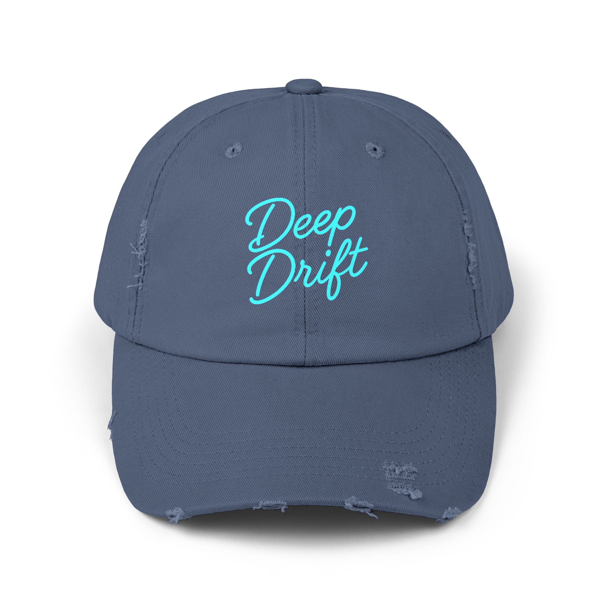 Deep Drift Turquoise Hooked Horizon Co.  Hat Unisex Distressed Cap - Casual Chic Hat, Perfect for Outdoor Adventures, Gifts for Him/Her, Vintage Style, Everyday Wear
