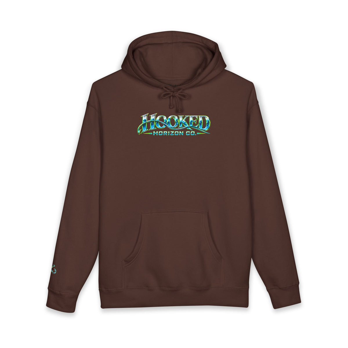 Barracuda Like Green Logo Hoodie—Hooked Horizon Co. — Fishing Back Graphic Hoodie, Multiple Color Variations