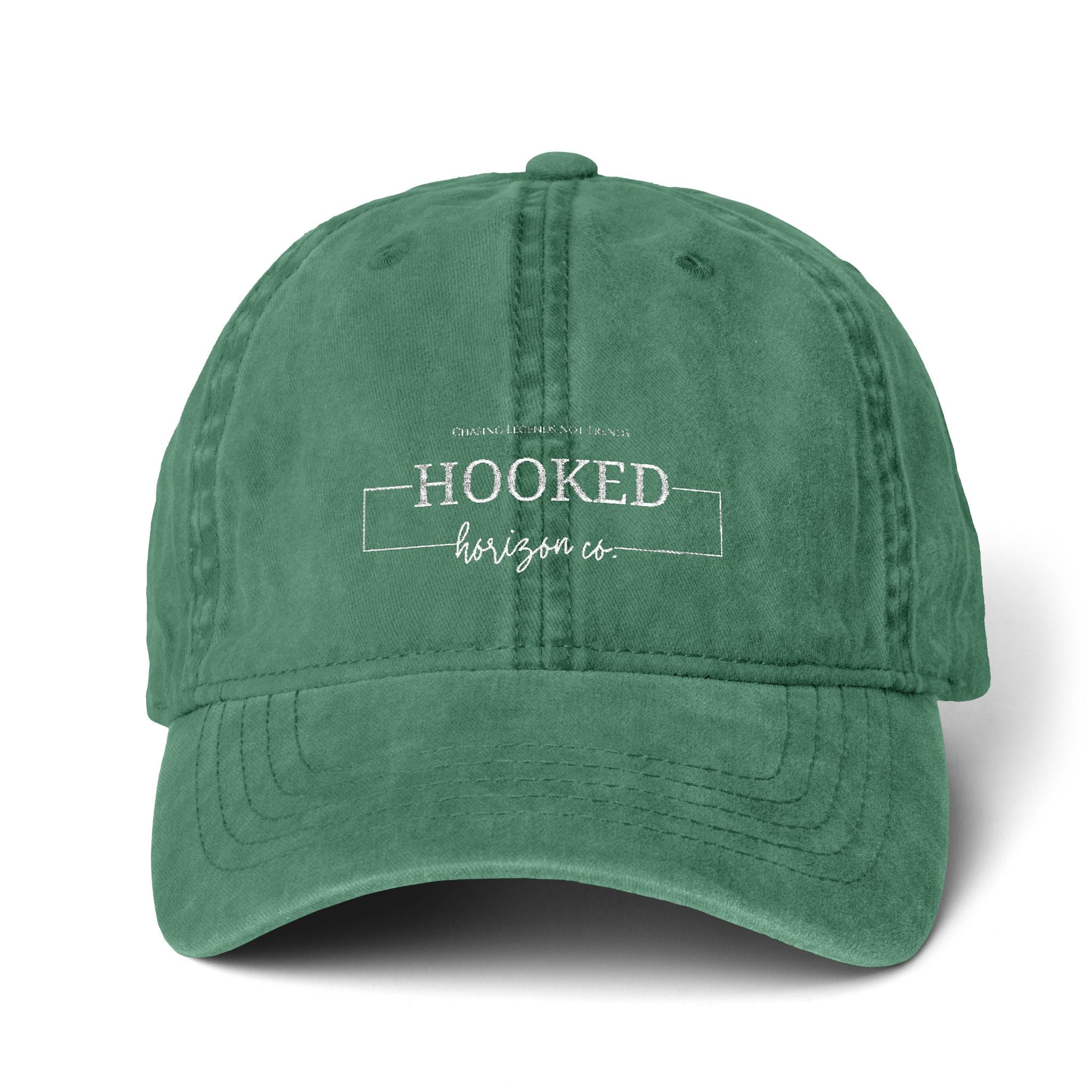 Chasing Legends Not Trends — Hooked Horizon Co. Women's Pigment-Dyed Cap with Fashion Undervisor (Embroidery), Multiple Color/ Lining Variations
