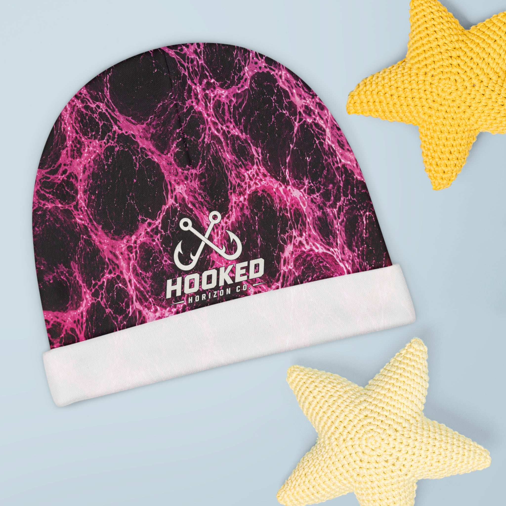 Pink Lightning Wave Beanie – 'Hooked' Logo Infant Hat