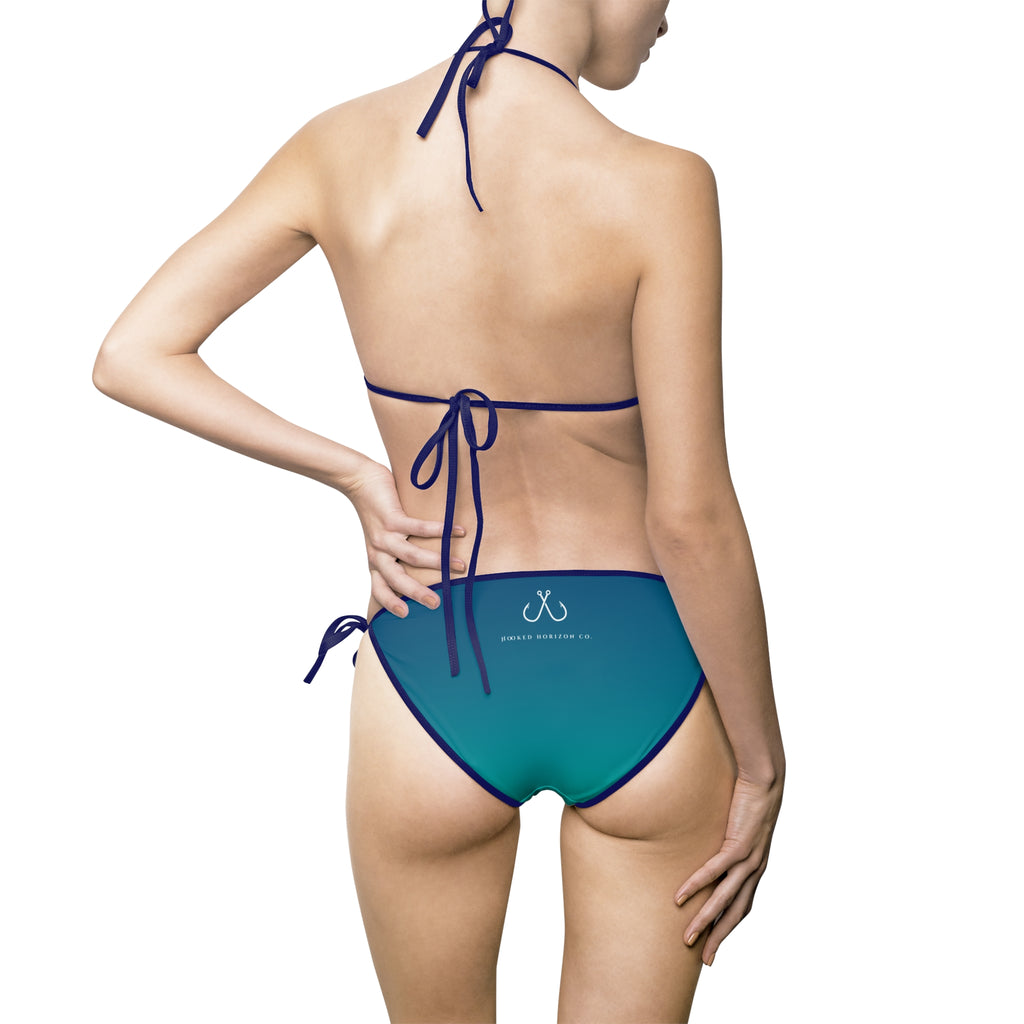 Blue To Sea Green Ombre Bikini –  Hooked Horizon Co. Swimsuit, Summer Beachwear, Swimwear for Vacations, Pool Parties, Tropical Getaways, Custom Strap Colors – Multiple Variations