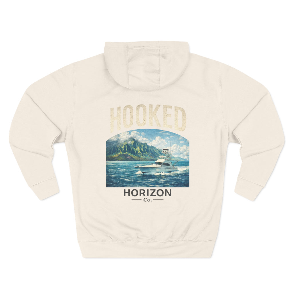 Fishing Charter T-Shirt— Hooked Horizon Hoodie — Fishing Boat Graphic Pullover