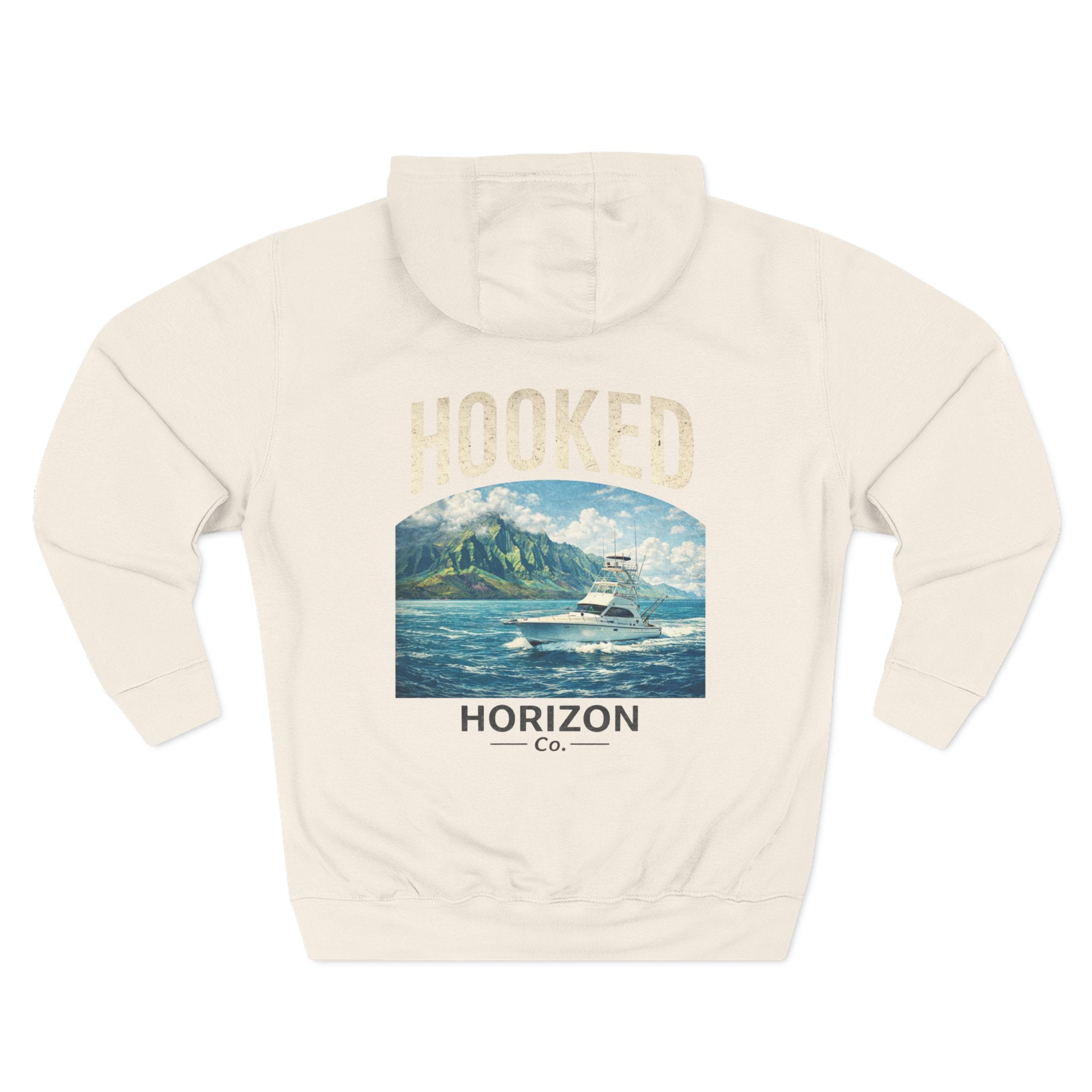 Fishing Charter T-Shirt— Hooked Horizon Hoodie — Fishing Boat Graphic Pullover