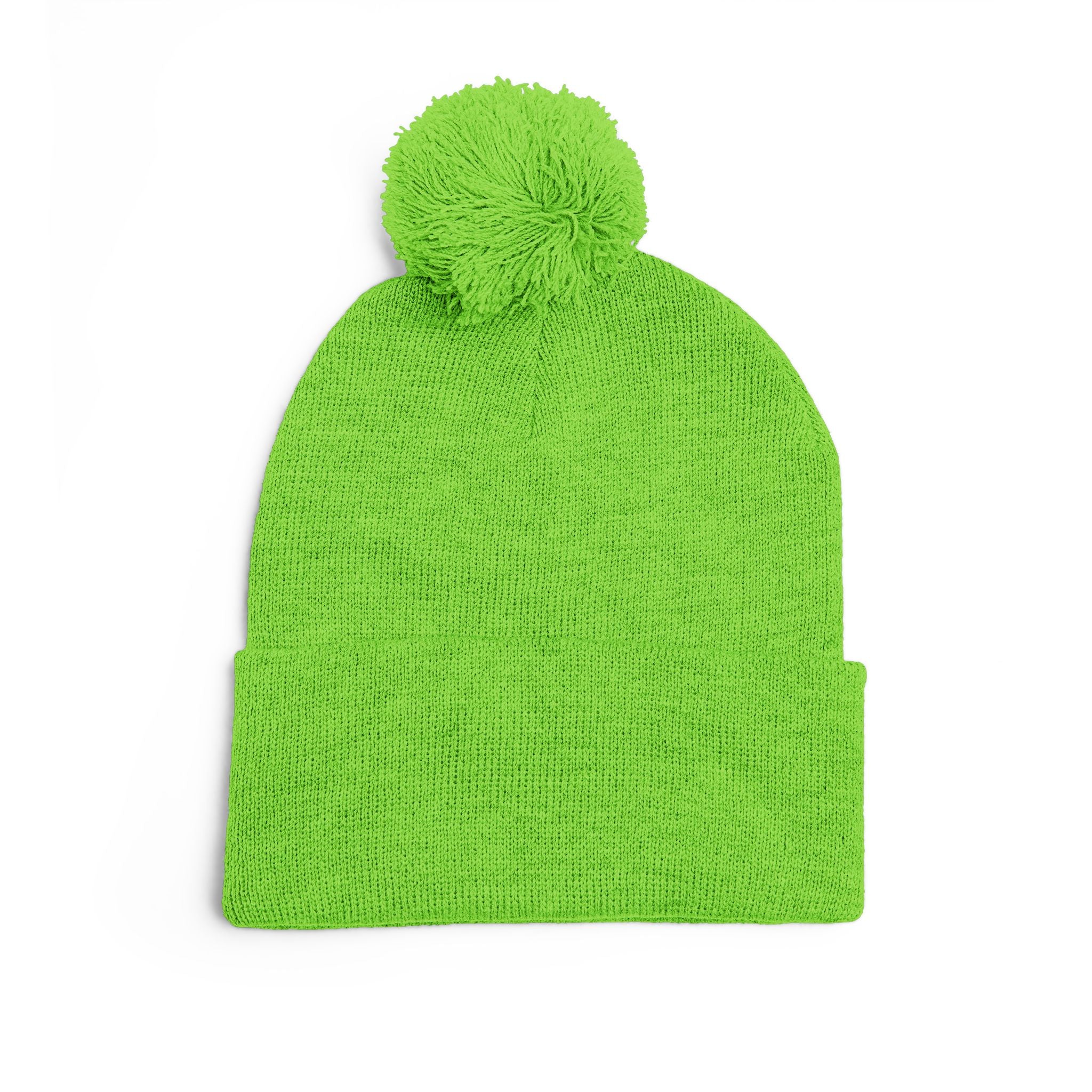 Hooked Horizon Co. Embroidered Pom-Pom Knit Cap — Cozy Grey Beanie with Multiple Color Variations