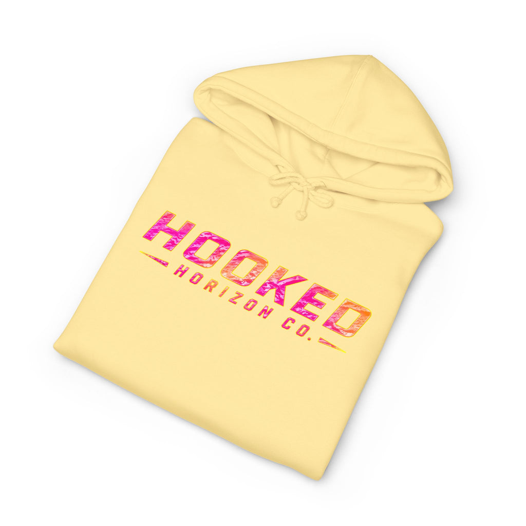 Hot Pink & Peach Hooked Horizon Co. — Fishing Back Graphic Hoodie, Multiple Color Variations