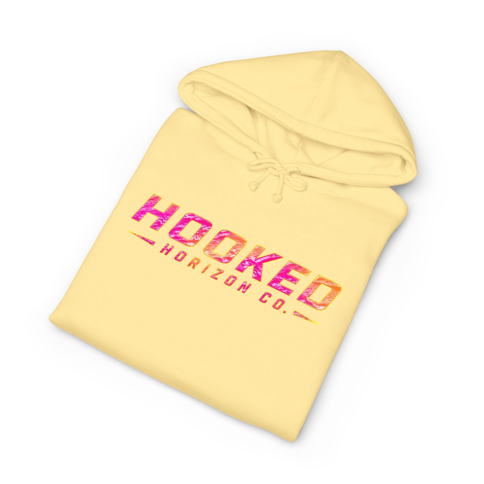 Hot Pink & Peach Hooked Horizon Co. — Fishing Back Graphic Hoodie, Multiple Color Variations