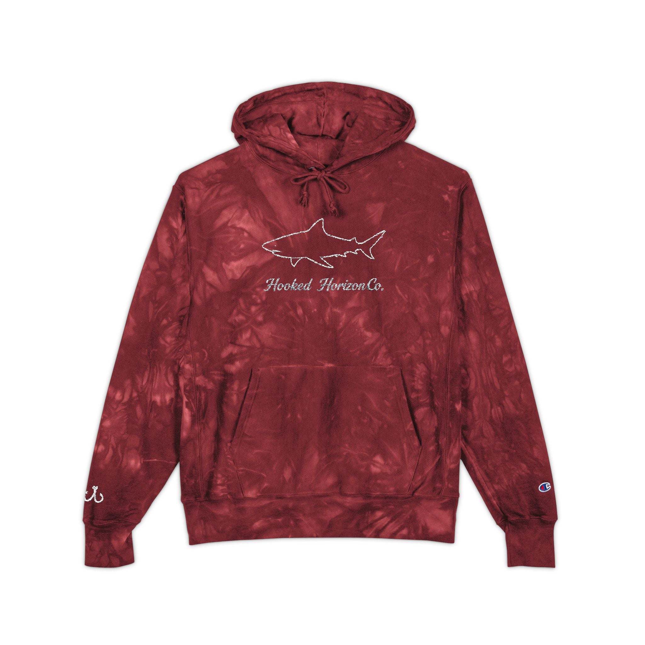 Deep Drift Chic Tie-Dye Hoodie with Embroidered Design | Unisex, Comfortable Hoodie for Everyday Wear, Gifts, Festivals, Casual Style, Trendy Apparel, Fishing Enthusiasts,  Angler Gifts, Him & Her,  Hooked Horizon Co.