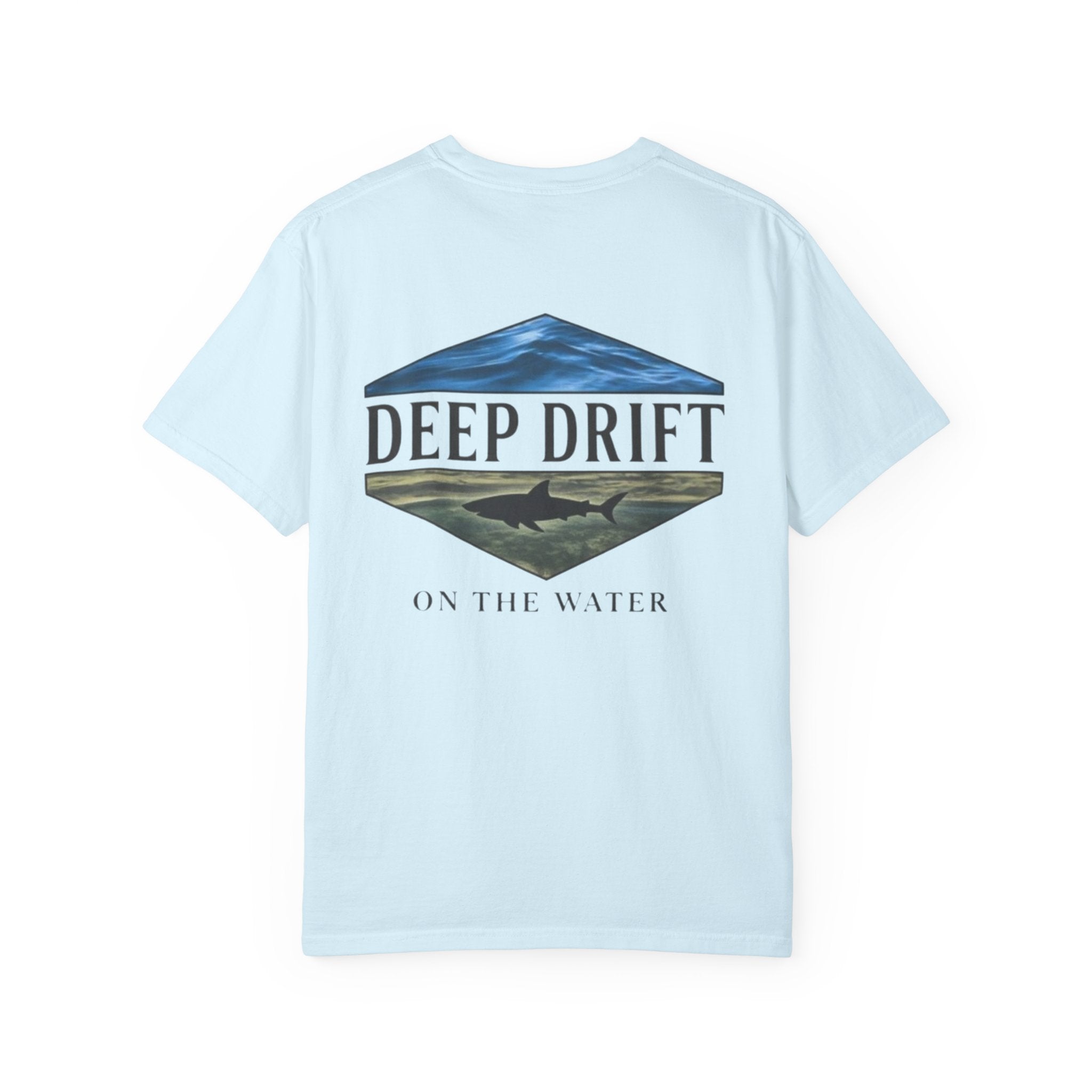 Shark Tee — "Deep Drift on the Water" Fishing Graphicishing Tee for Angler Lovers, Shark Lovers, Ocean Tee