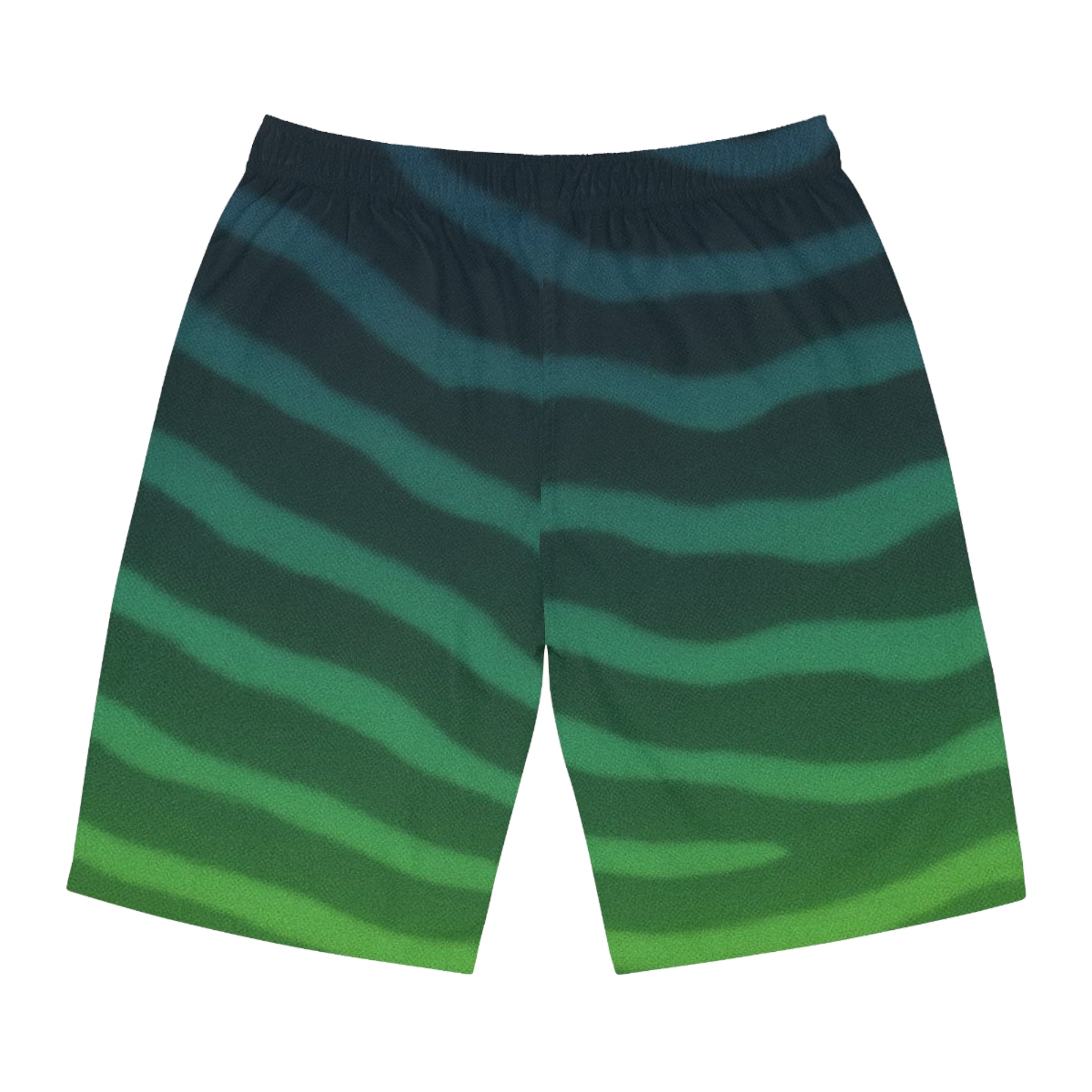 Emerald Green Tiger Shark Ocean-Inspired Board Shorts, Swimwear for Beach Days, Summer Vacations, Pool Parties, Surfing Attire, Water Sports