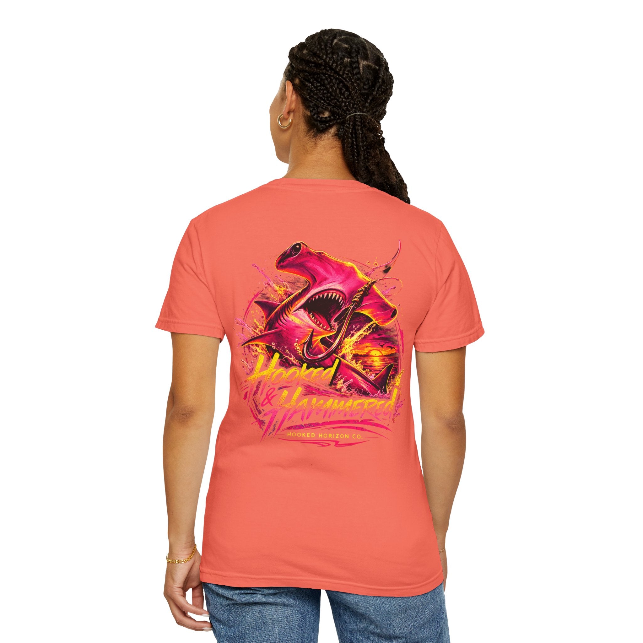 Hooked & Hammered Fishing T-shirt, Hooked Horizon Co, Angler Gifts, Shark Lovers