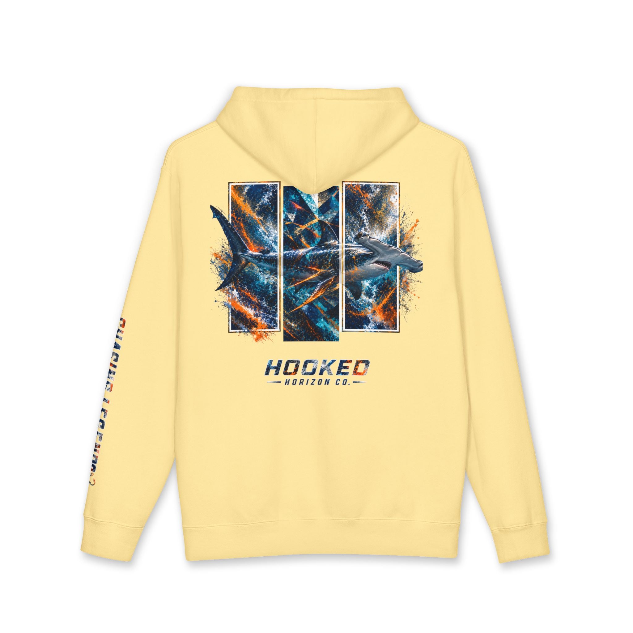 Hammer Head Hoodie Hooked Horizon Co. — Fishing Back Graphic Hoodie, Multiple Color Variations