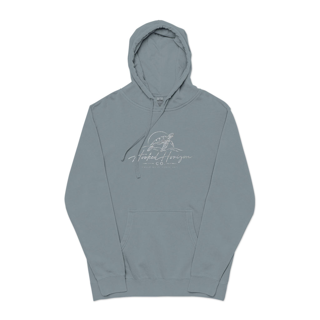 Turtle Hooked Horizon Co – " Chase What Moves You "Unisex Pigment-Dyed Hoodie