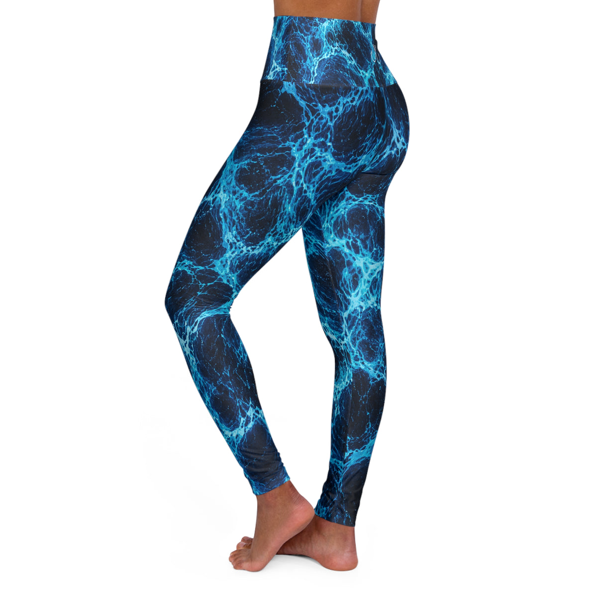 Blue Ocean Waves High Waisted Yoga Leggings - Purple, Comfortable Activewear, Fitness Pants, Ideal for Gym, Yoga, and Weekend Brunch