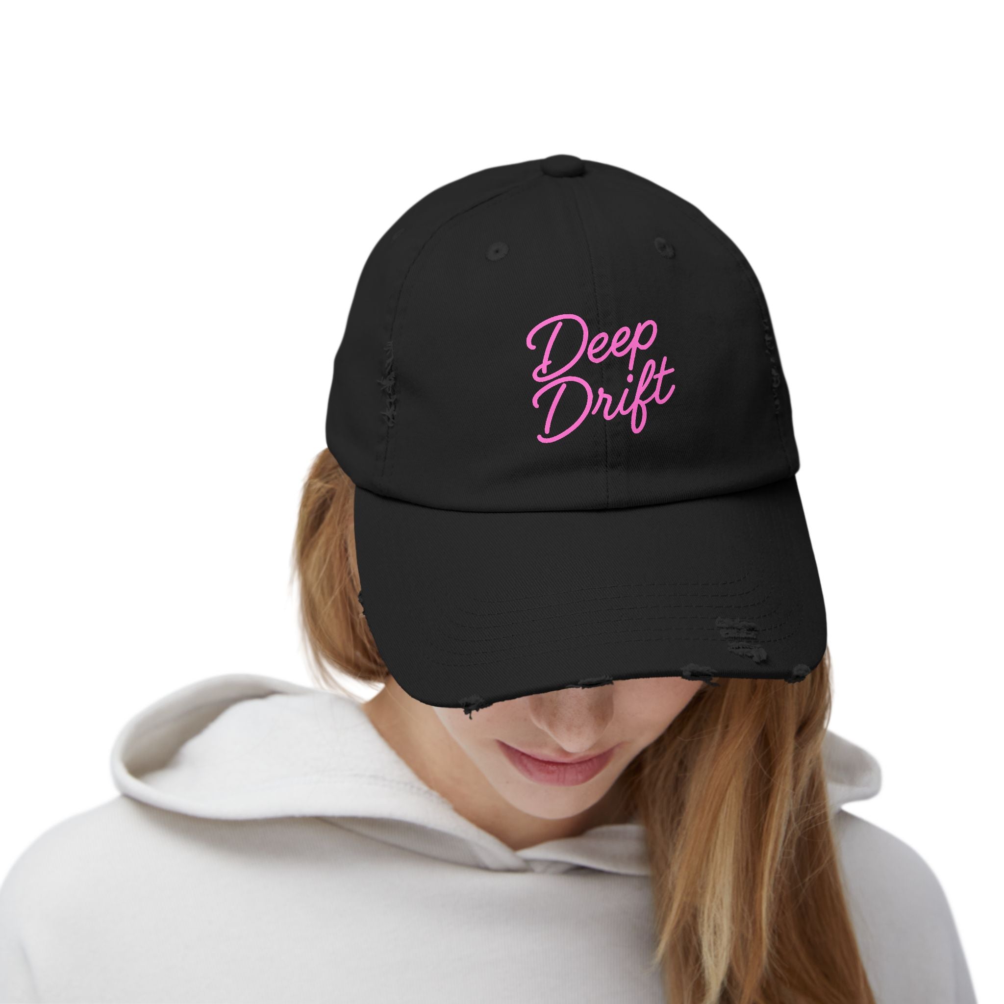Deep Drift Pink Hooked Horizon Co.  Hat Unisex Distressed Cap - Casual Chic Hat, Perfect for Outdoor Adventures, Gifts for Him/Her, Vintage Style, Everyday Wear