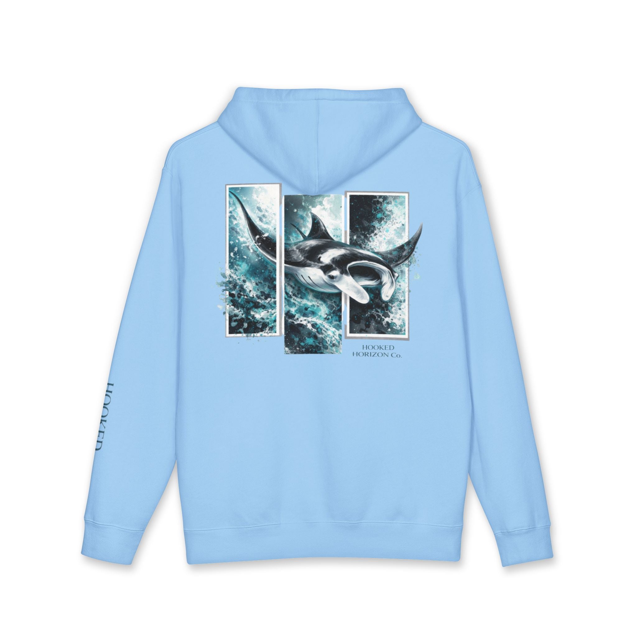 Manta Ray Hoodie Hooked Horizon Co. — Fishing Back Graphic Hoodie, Multiple Color Variations