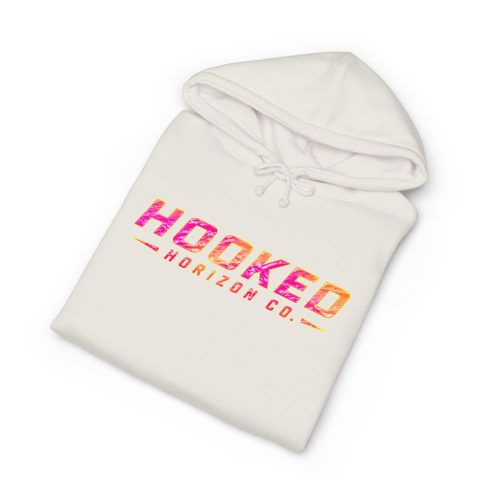 Hot Pink & Peach Hooked Horizon Co. — Fishing Back Graphic Hoodie, Multiple Color Variations