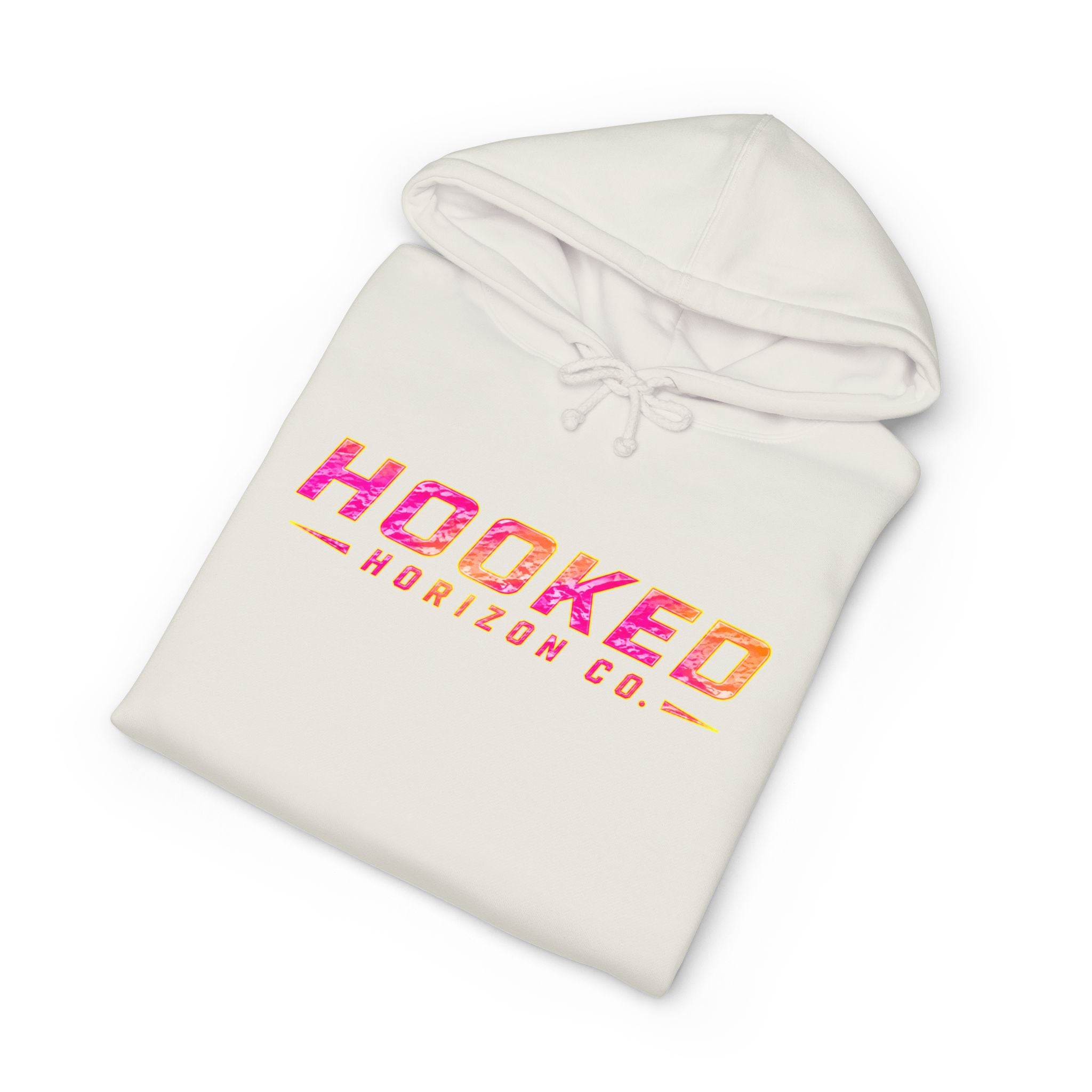 Hot Pink & Peach Hooked Horizon Co. — Fishing Back Graphic Hoodie, Multiple Color Variations
