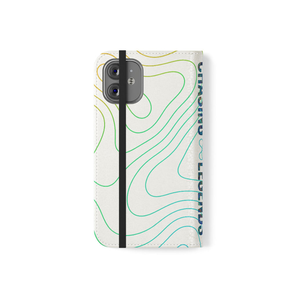 Ocean Topography Waves Flip Phone Case — Turquoise Water Pattern Wallet Cover