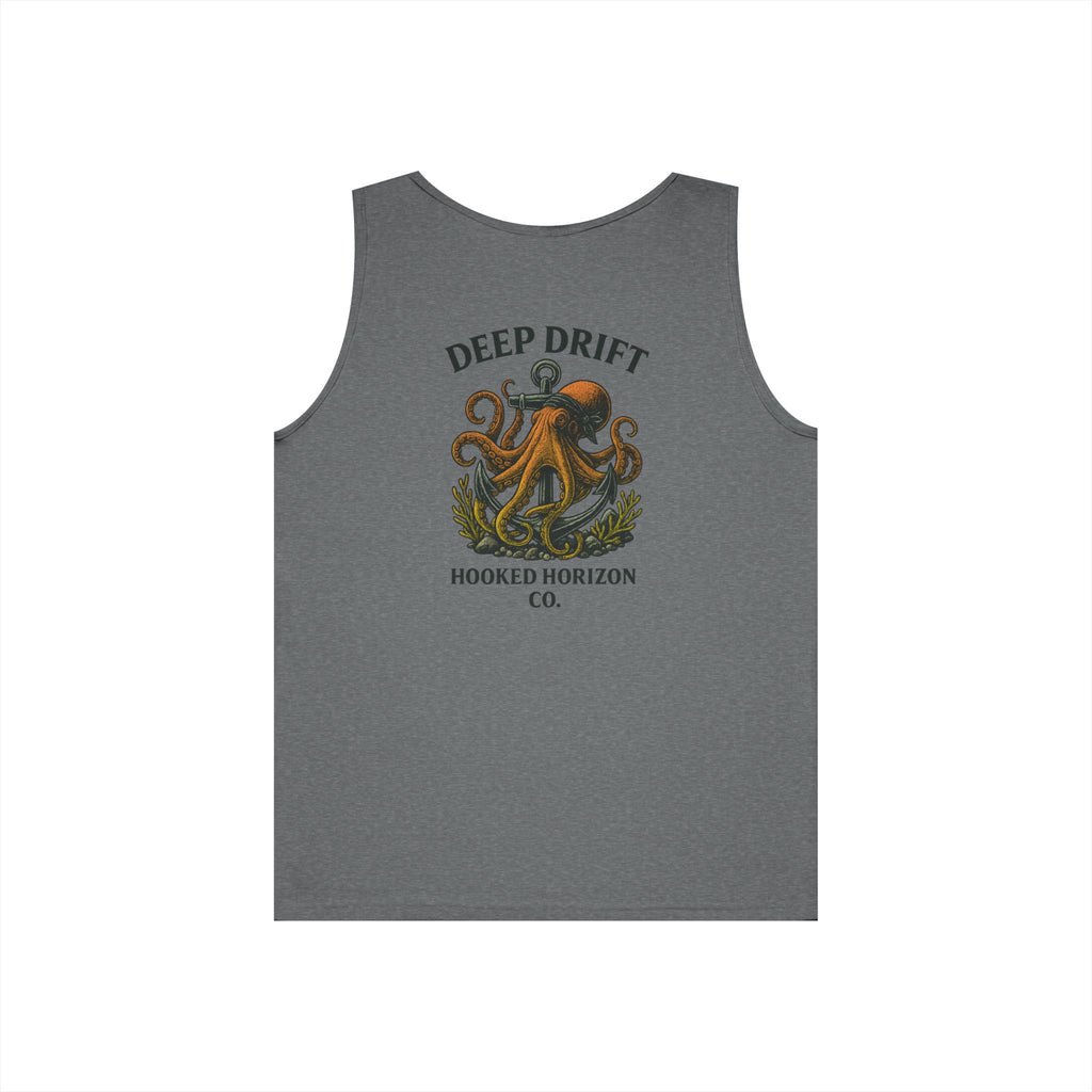 Dark Orange Deep Drift Octopus Graphic Tank Top, Summer Beach Wear, Unisex Tank, Gift for Ocean Lovers, Nautical Tees, Camping Apparel