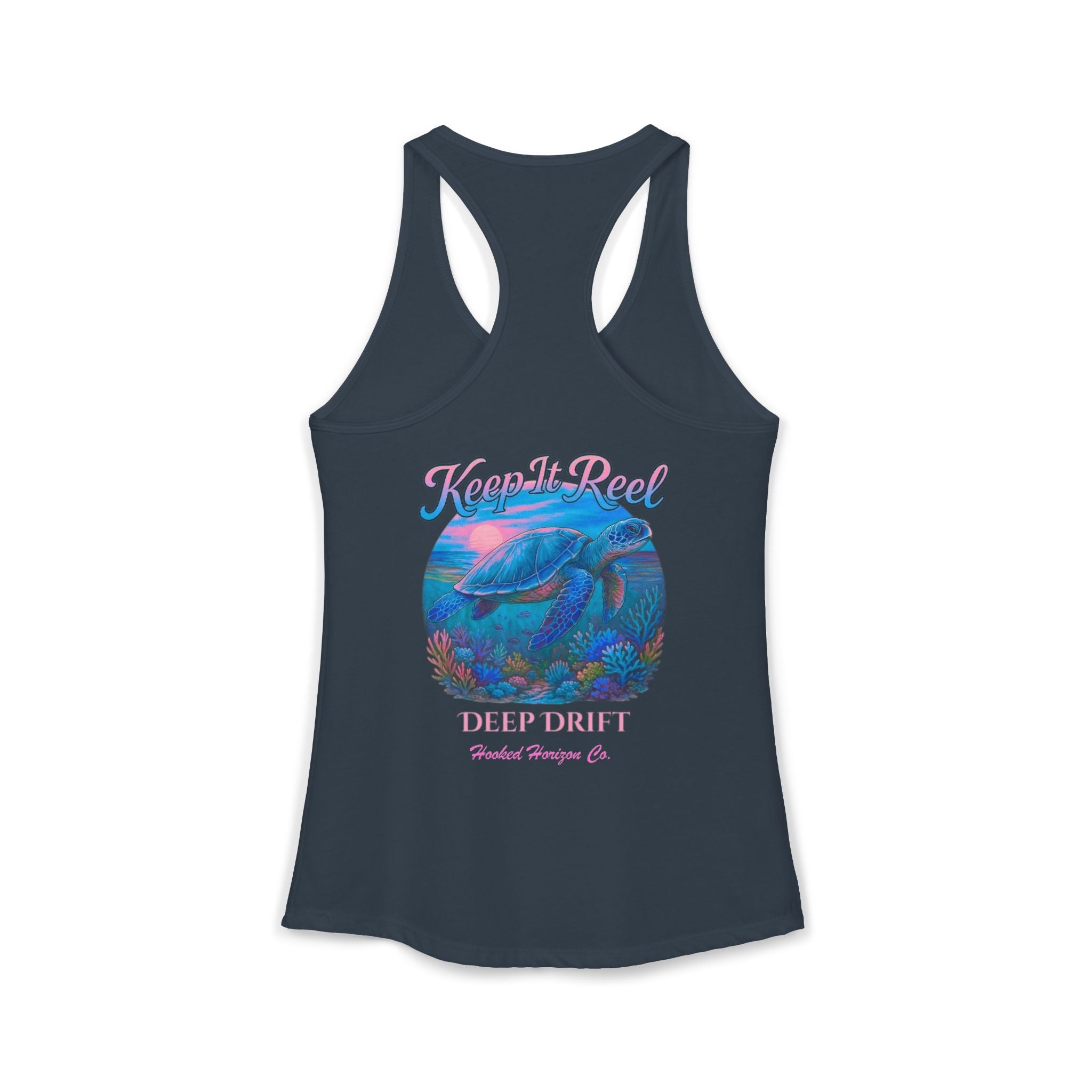 Turtle " Keep It Reel" Deep Drift– Hooked Horizon Co. Gifts for Ocean Lovers, Nautical Fashion, Everyday Comfort, Perfect Gift for Her