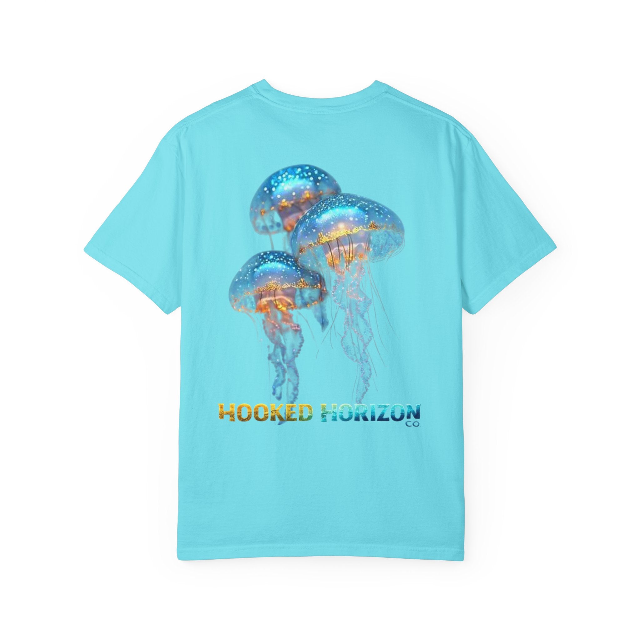Jelly Fish Hooked Horizon Co. — Deep Drift Fishing Graphicishing Tee for Angler Lovers, Shark Lovers, Ocean Tee