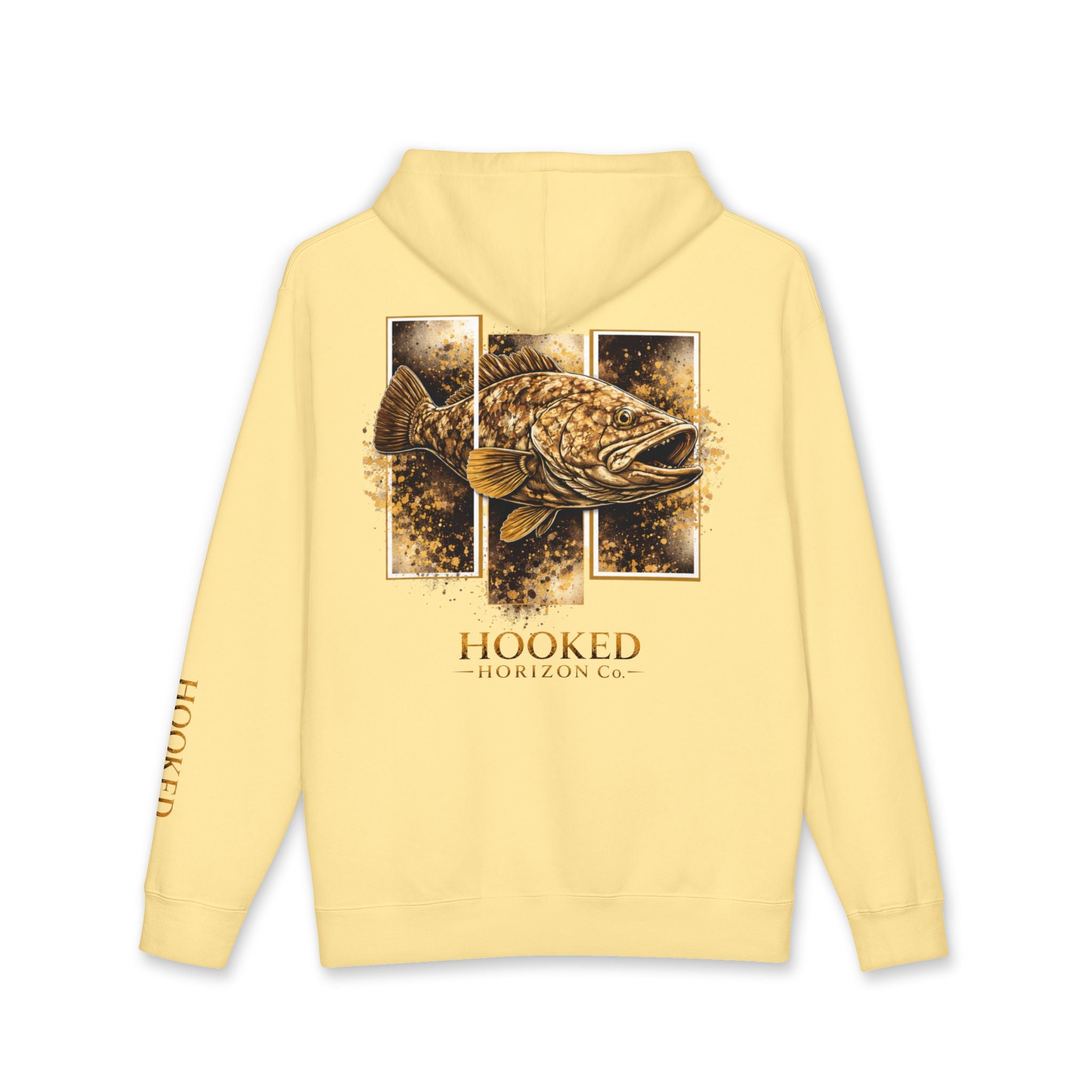 Grouper Hoodie Hooked Horizon Co. — Fishing Back Graphic Hoodie, Multiple Color Variations
