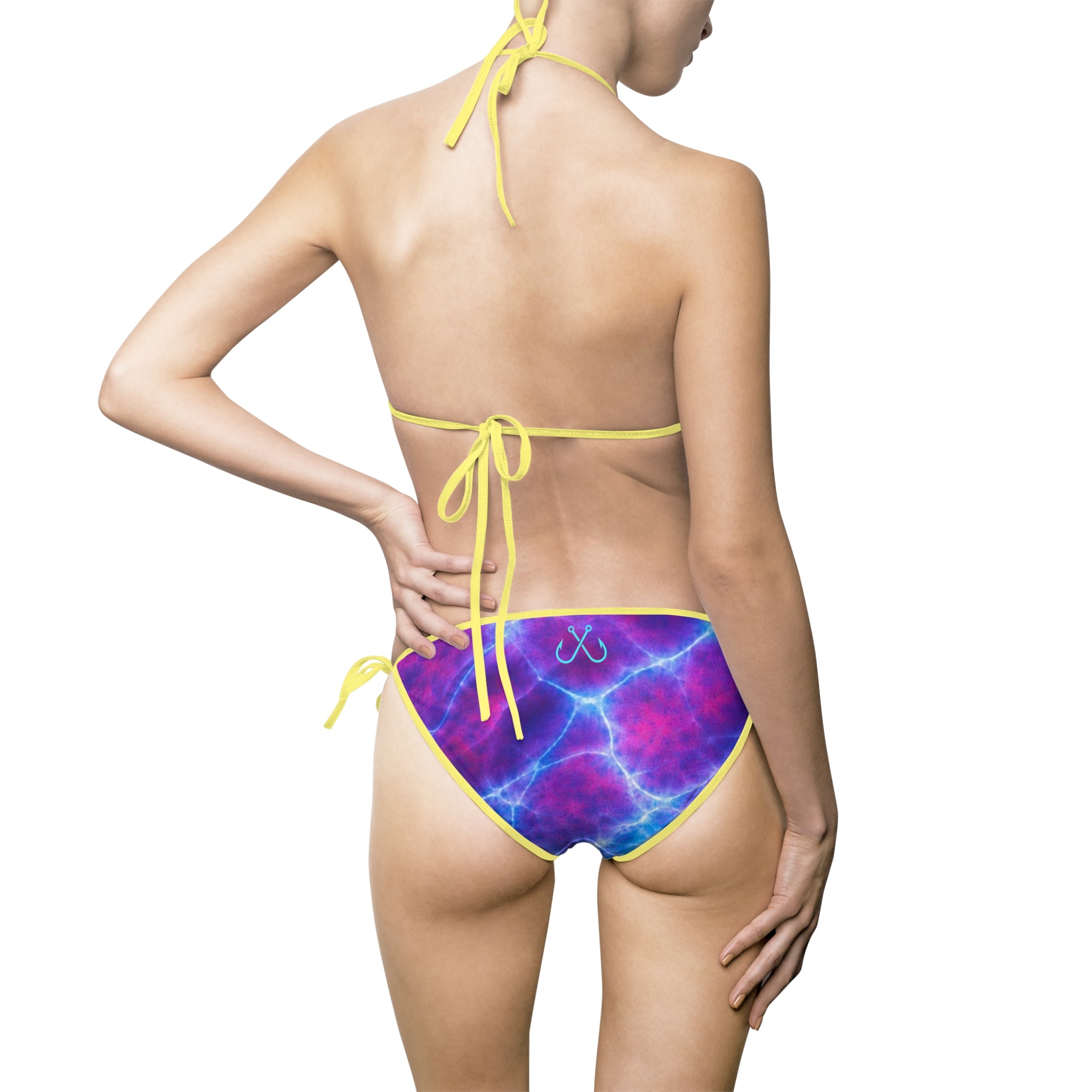 Purple and Blue Water Reflections Wave Bikini –  Hooked Horizon Co. Swimsuit, Summer Beachwear, Swimwear for Vacations, Pool Parties, Tropical Getaways, Custom Strap Colors – Multiple Variations