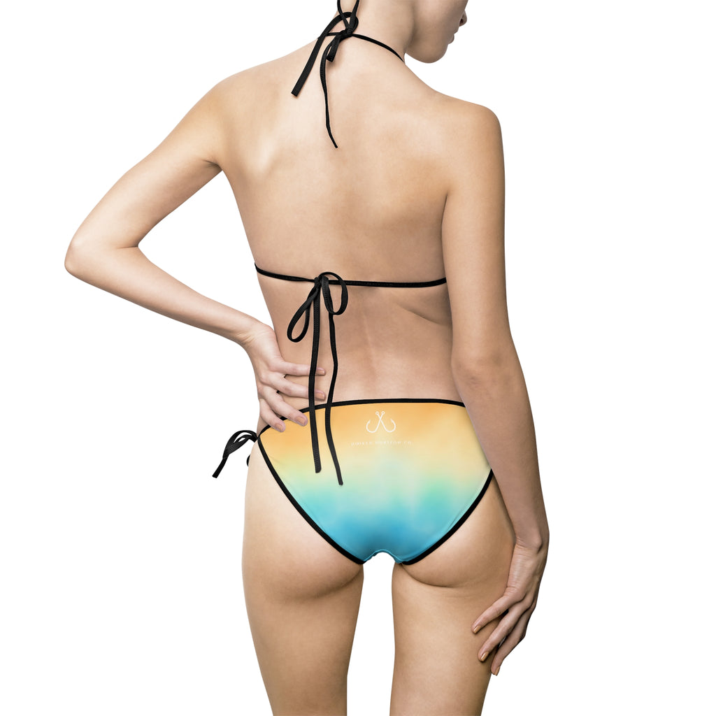 Orange To Blue Ombre Bikini –  Hooked Horizon Co. Swimsuit, Summer Beachwear, Swimwear for Vacations, Pool Parties, Tropical Getaways, Custom Strap Colors – Multiple Variations