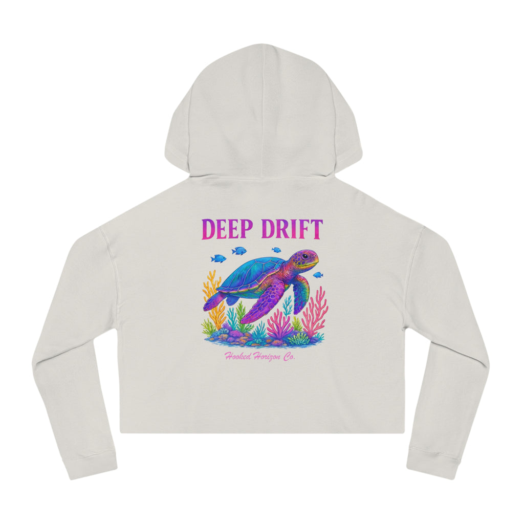 Turtle Cropped Hoodie — "Deep Drift on the Water" Fishing Graphic