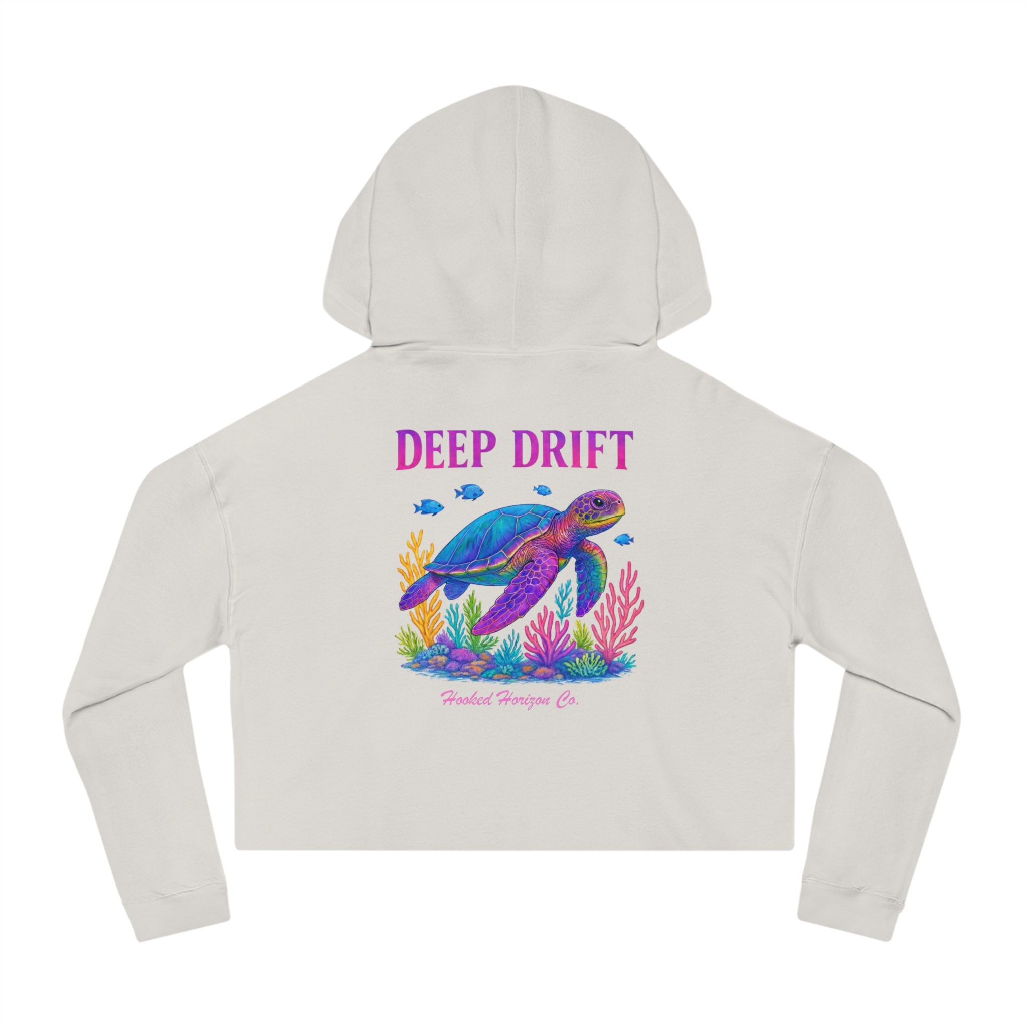 Turtle Cropped Hoodie — "Deep Drift on the Water" Fishing Graphic