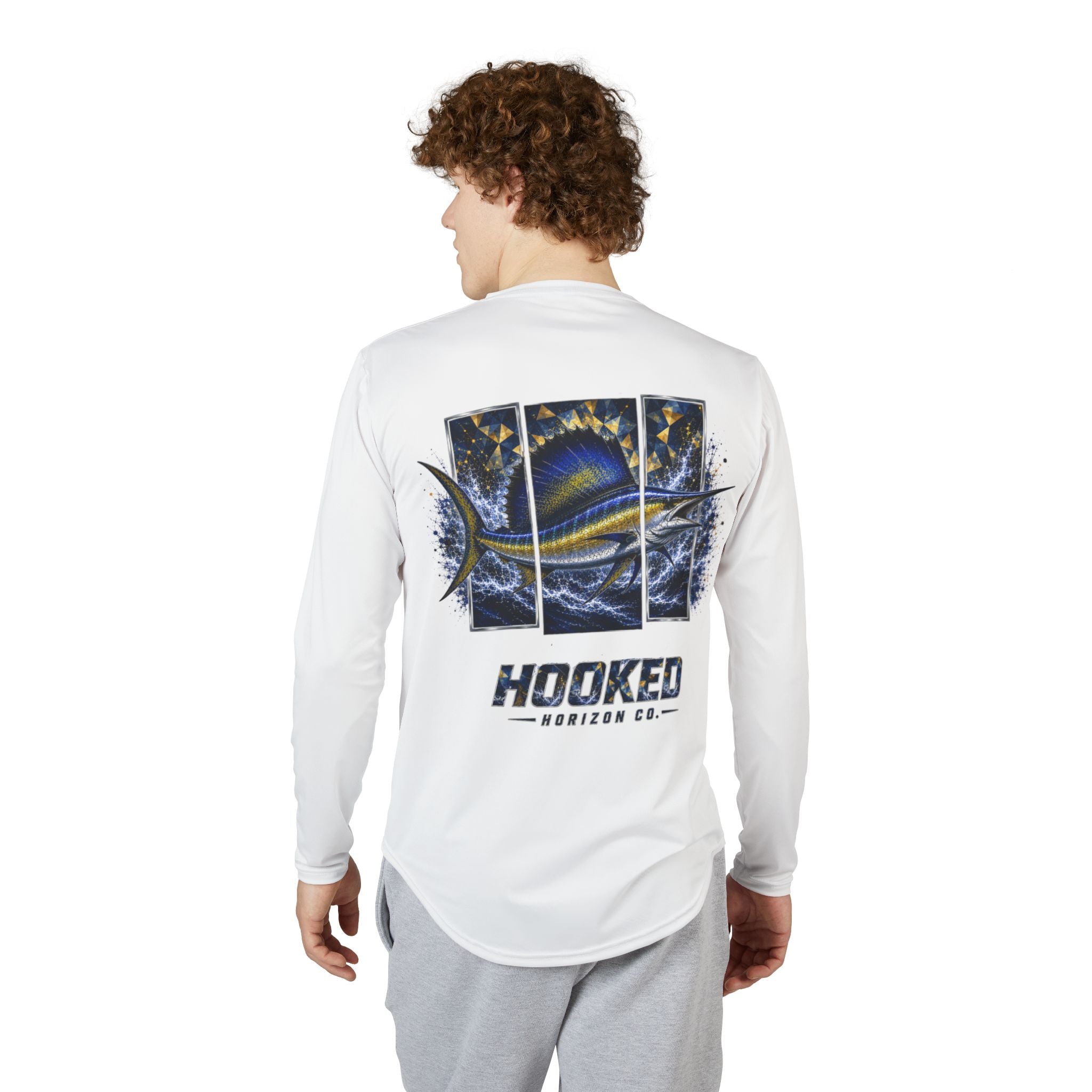 Sail Fish Hooked Horizon Co — Men's Long Sleeve UV Shirt — Chasing Legends Not Trends Orca Ocean Graphic Performance Tee