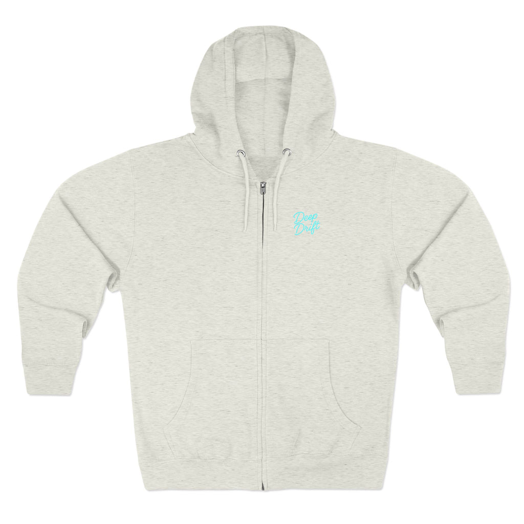 Wave & Sun Deep Drift– "Hooked By The Sea" Hooked Horizon Co. Unisex Zip Hoodie for Ocean Lovers, Nautical Fashion, Cool Weather Gear, Everyday Comfort, Perfect Gift