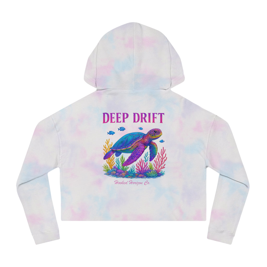 Turtle Cropped Hoodie — "Deep Drift on the Water" Fishing Graphic