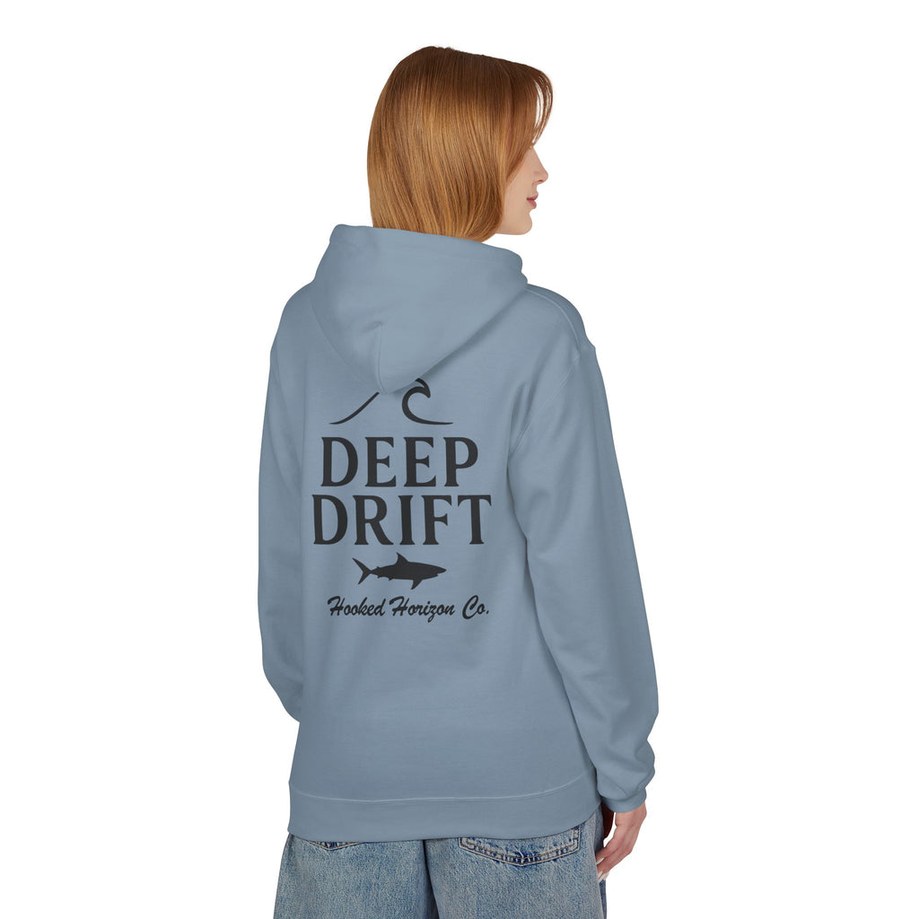 Deep Drift Wave & Shark Fishing Hoodie — Hooked Horizon Co. Pullover, Multiple Color Variations