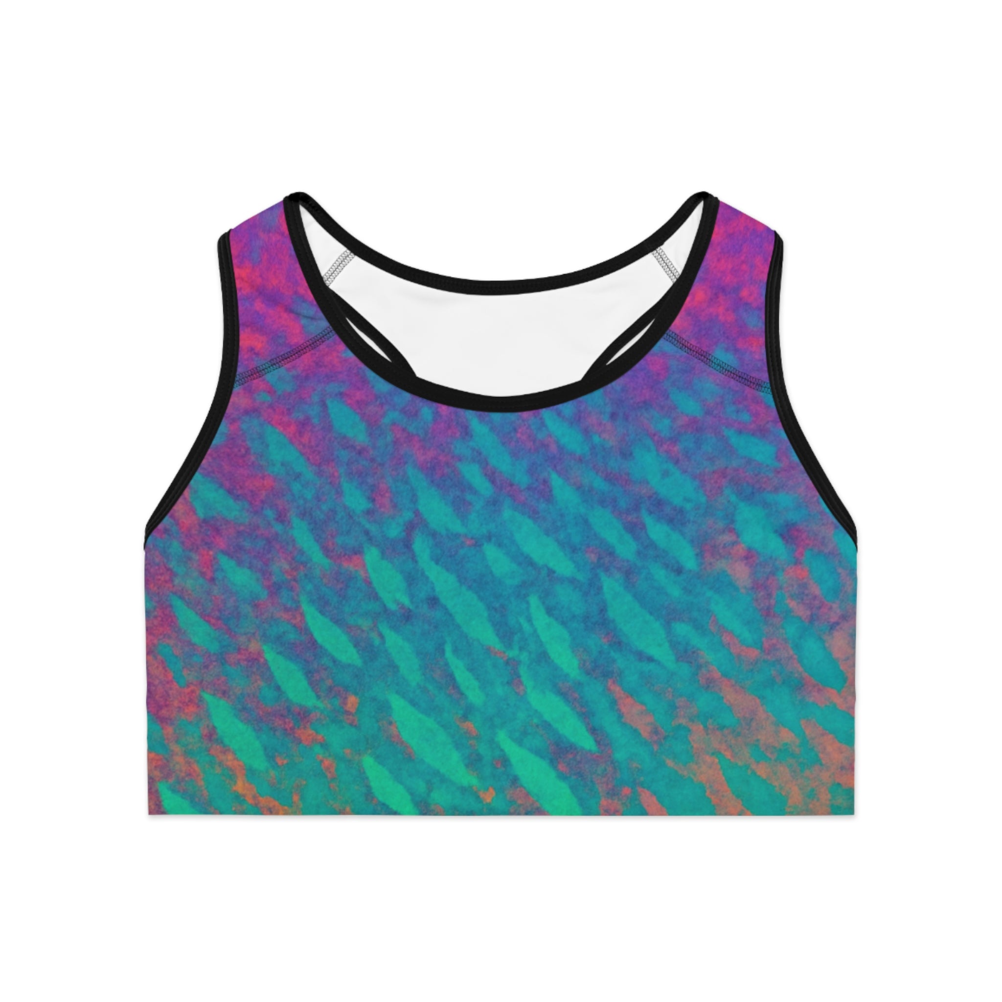 Rainbow Parrot Fish Deep Drift Hooked Horizon Co. Stylish Sports Bra for Active Women, Workout Top, Gym Essential, Fitness Apparel, Athleisure Wear, Yoga Gear