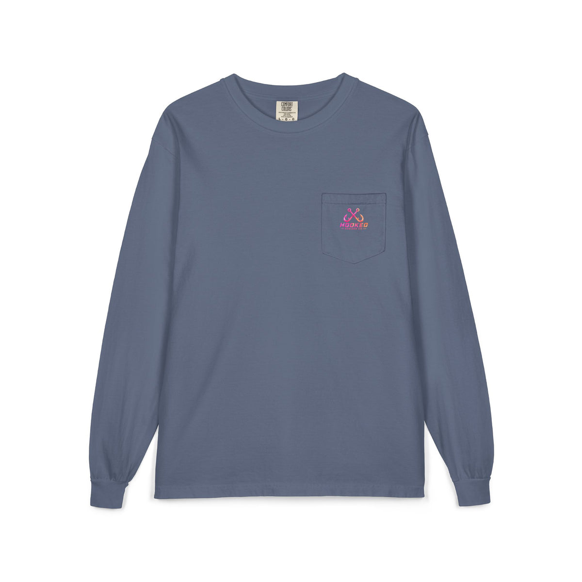 Hot Pink & Peach Hooked Horizon Co. — Classic Logo Unisex Long Sleeve Pocket T-Shirt