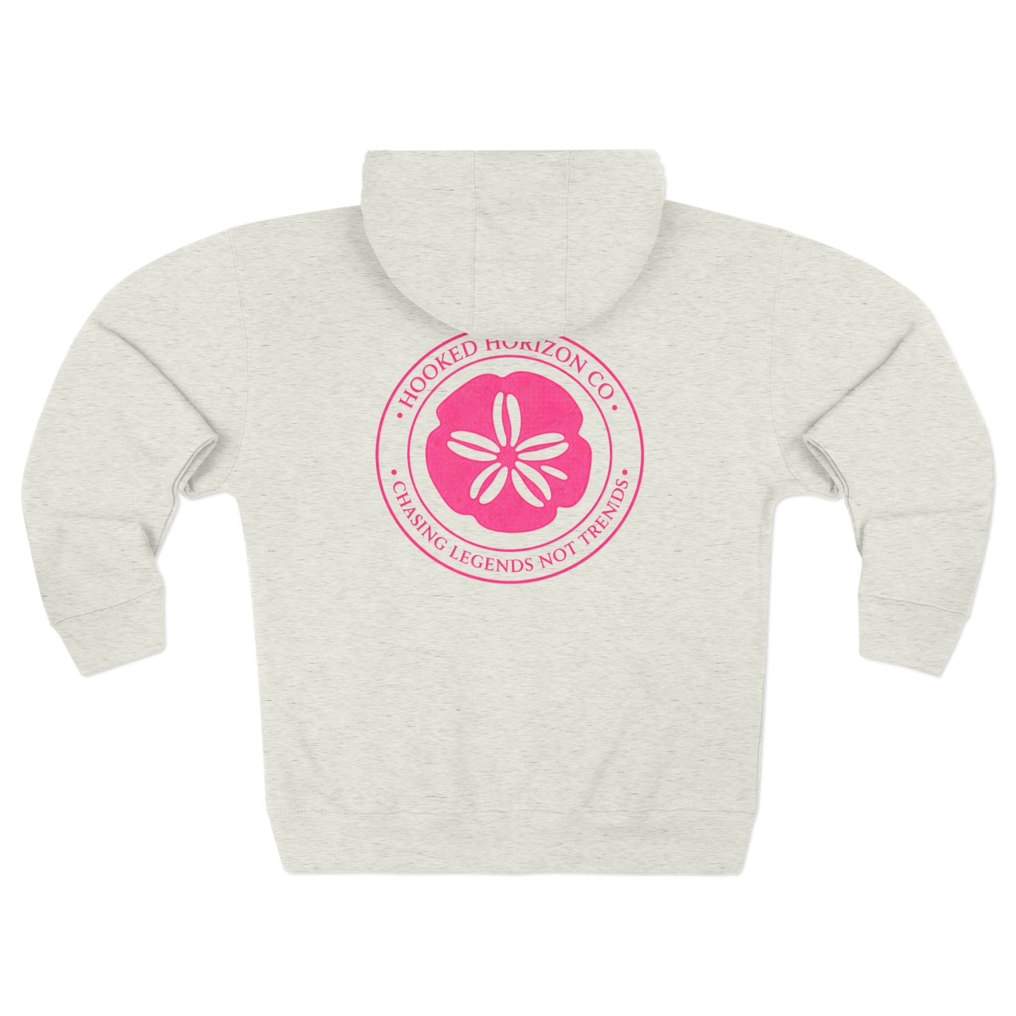 Pink Sand Dollar Tropical Flower Logo— Hooked Horizon Co. Zip-Up Hoodie